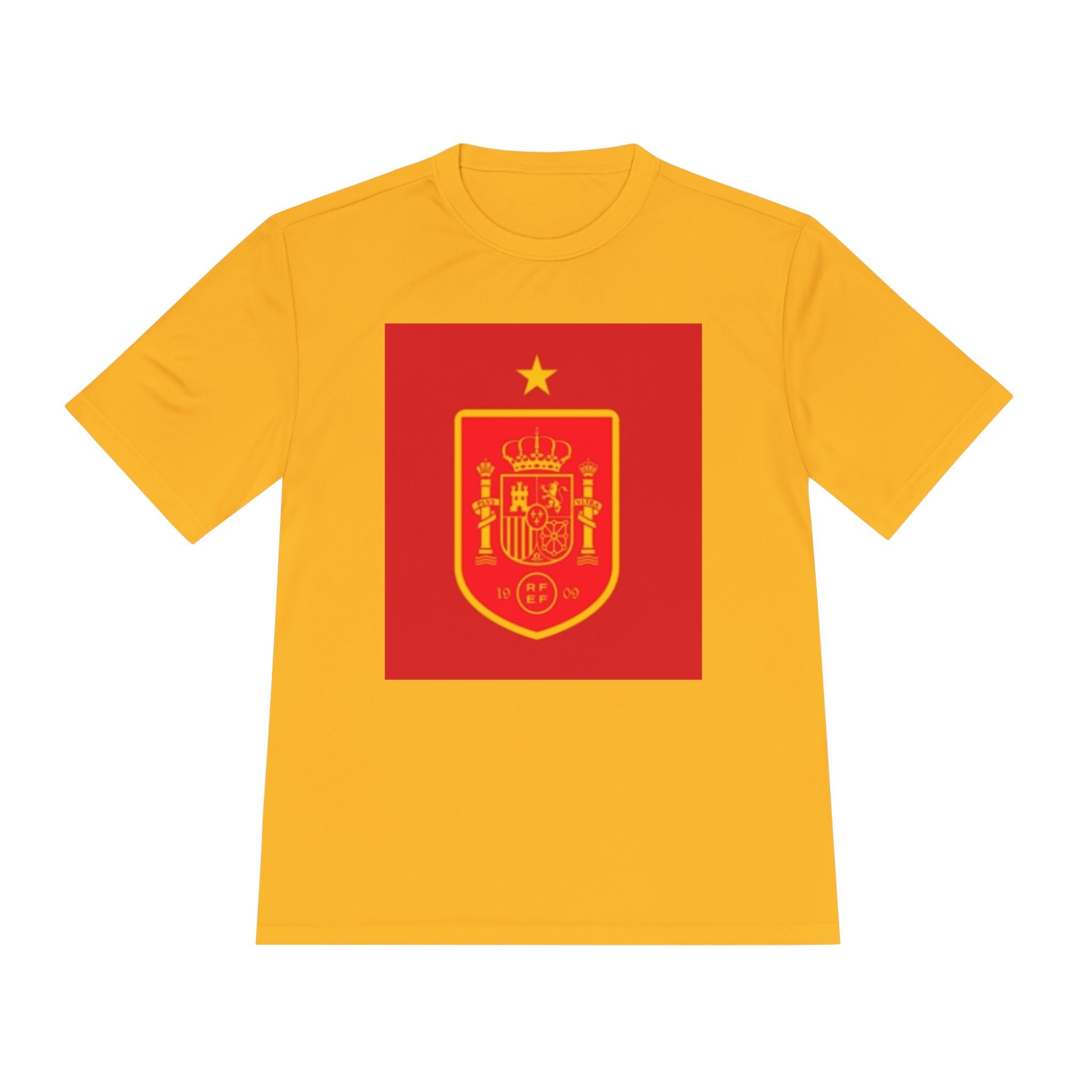 Spain Crest Athletic Tee — Red & Gold Soccer Fan Shirt 2026 World Cup