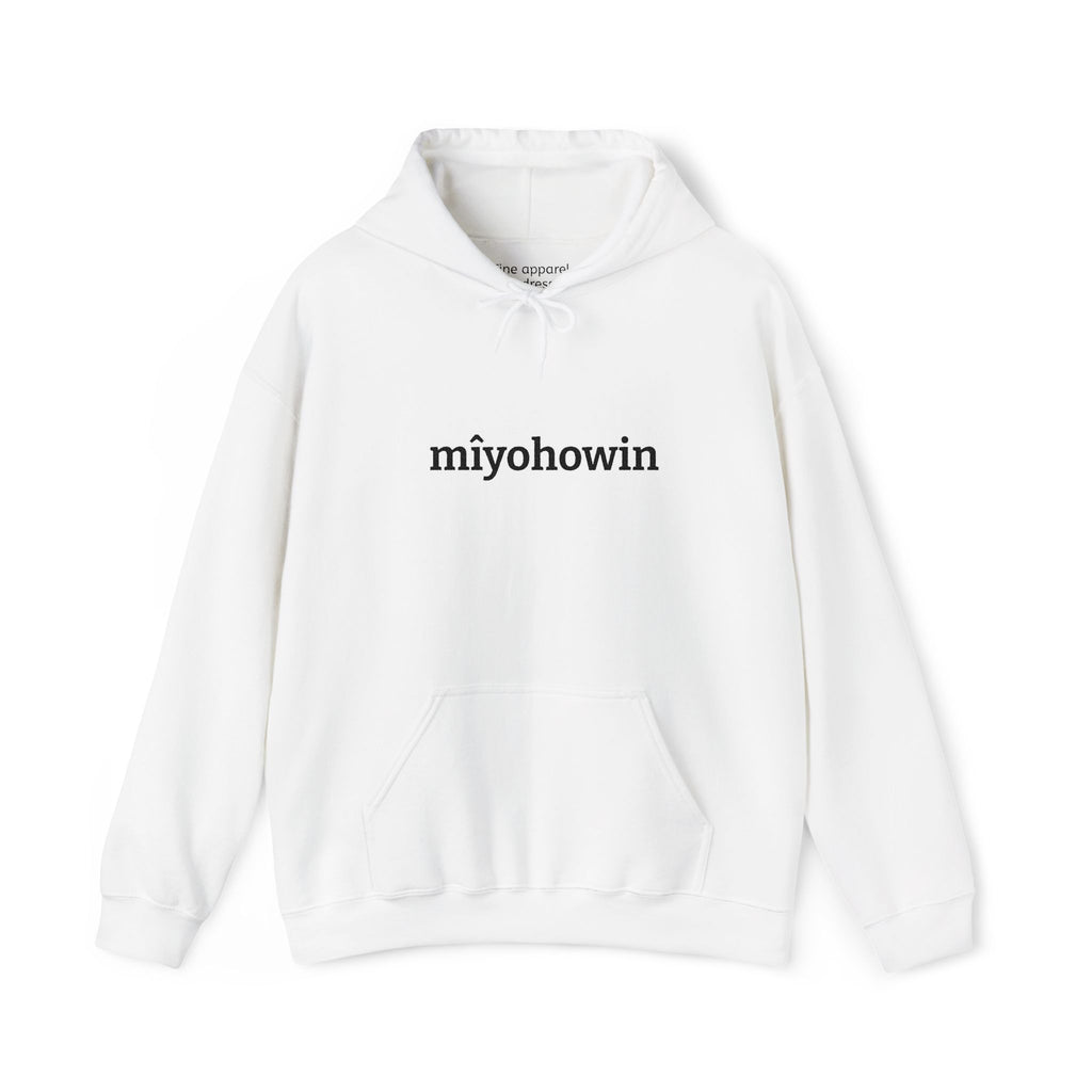 "mîyohowin" Minimalist White Hoodie