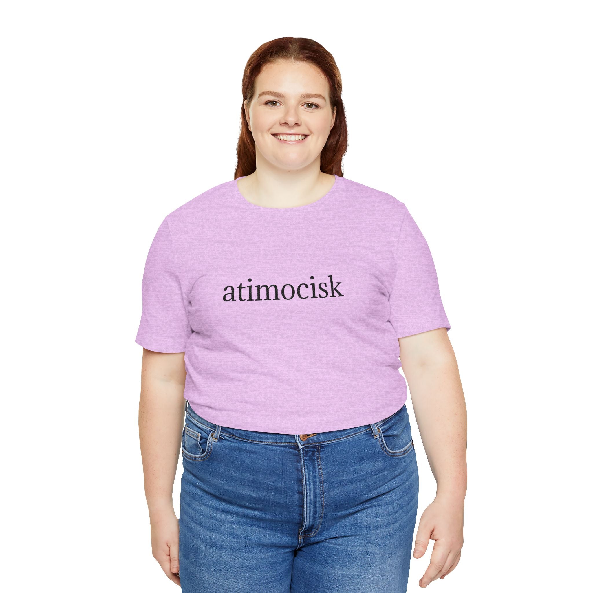 Atimocisk Minimalist Text Tee — Soft Pink Casual T-Shirt