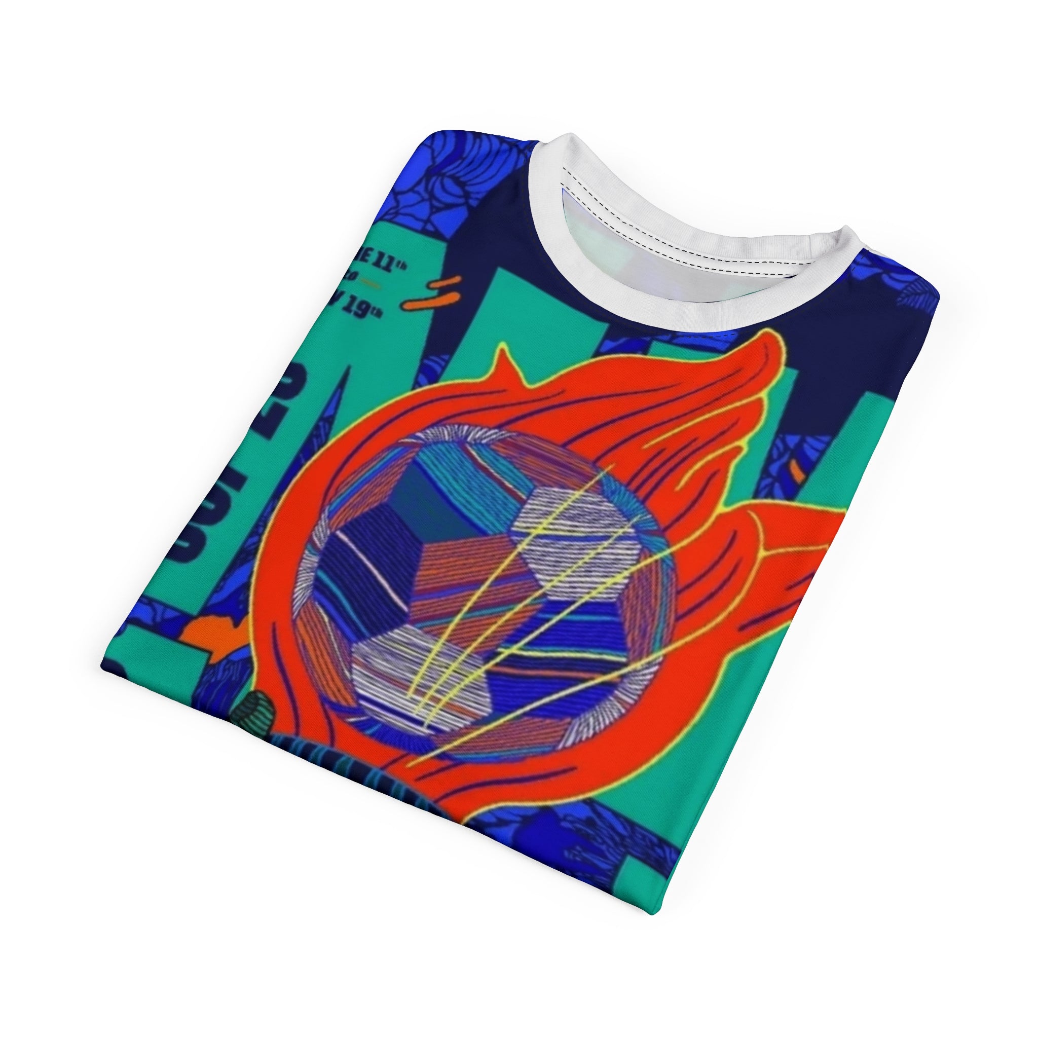 New Jersey FIFA World Cup Torch Print Tee — All-Over Soccer Tournament Graphic Shirt
