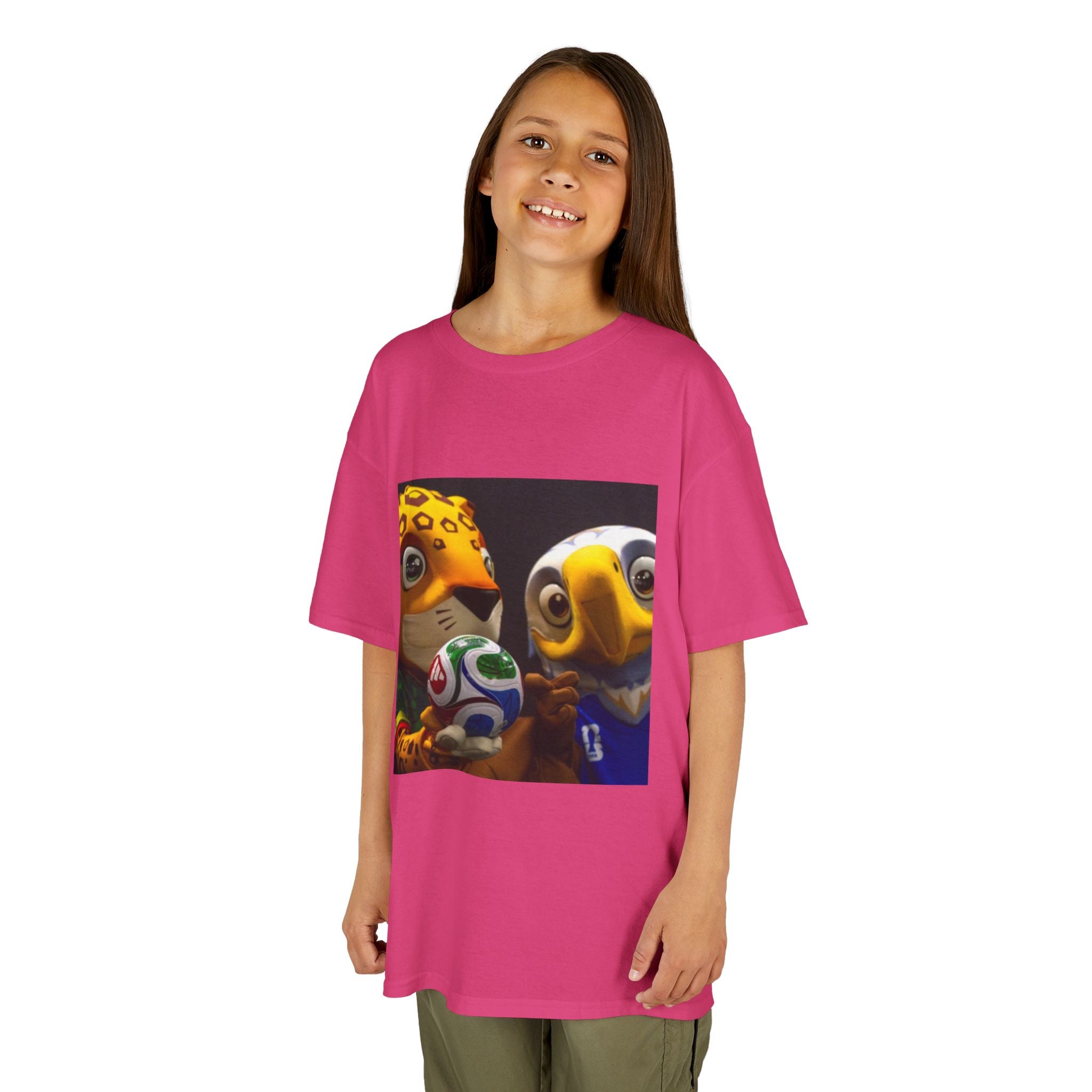 Kids Soccer Mascot T‑Shirt — Cute World Cup Bird & Jaguar Design