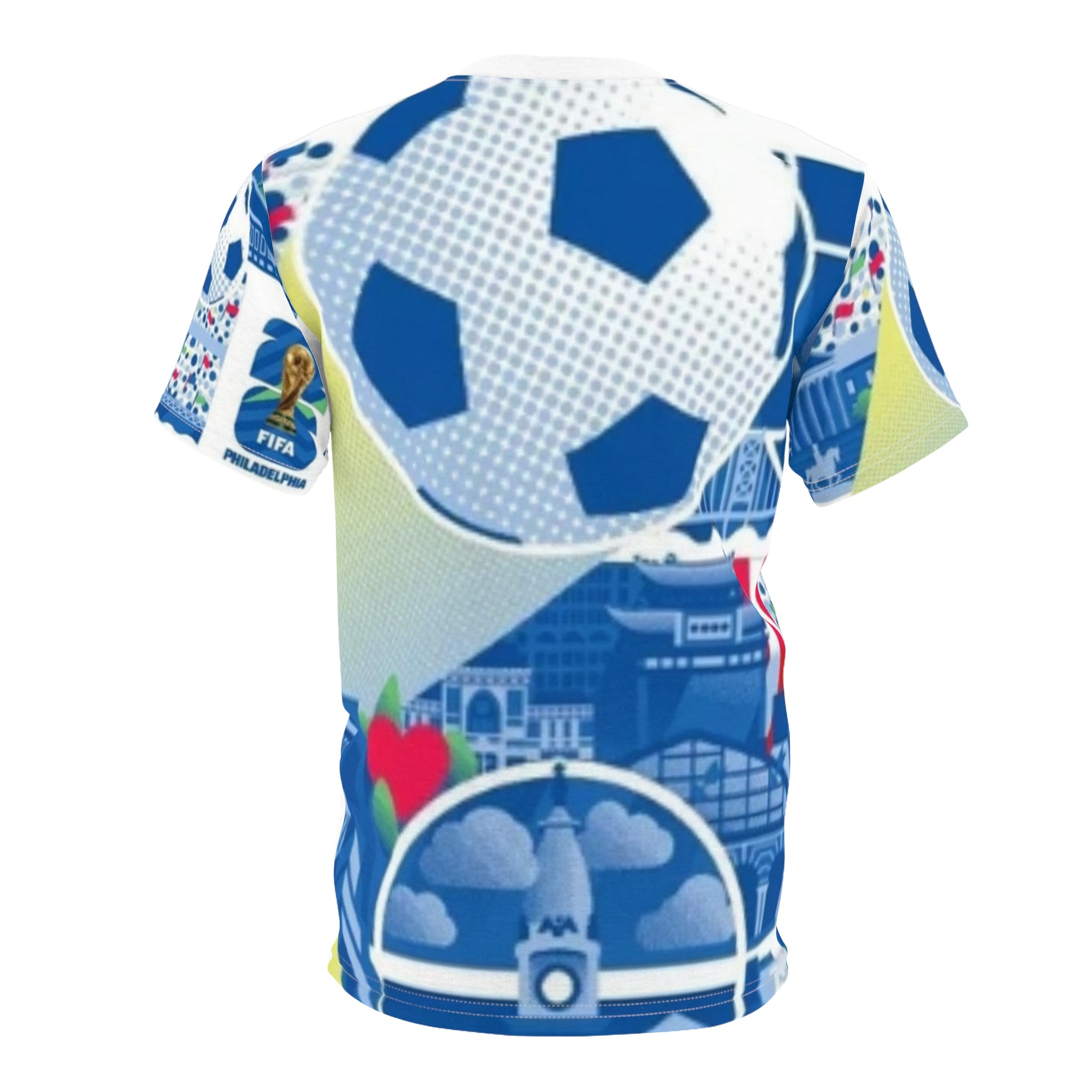 2026 World Cup Philidalphia Graphic Tee — Blue All-Over Print Football Shirt