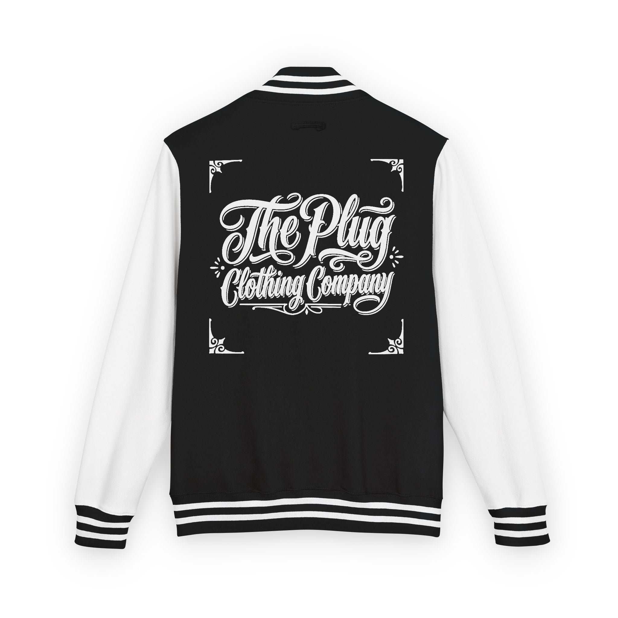 Letterman Jacket — The Plug Premium Clothing Script Logo