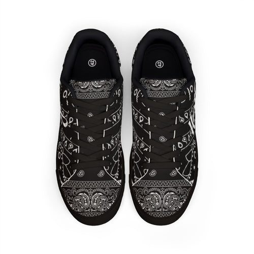 "Hustle" Black Bandana Low Top Sneakers