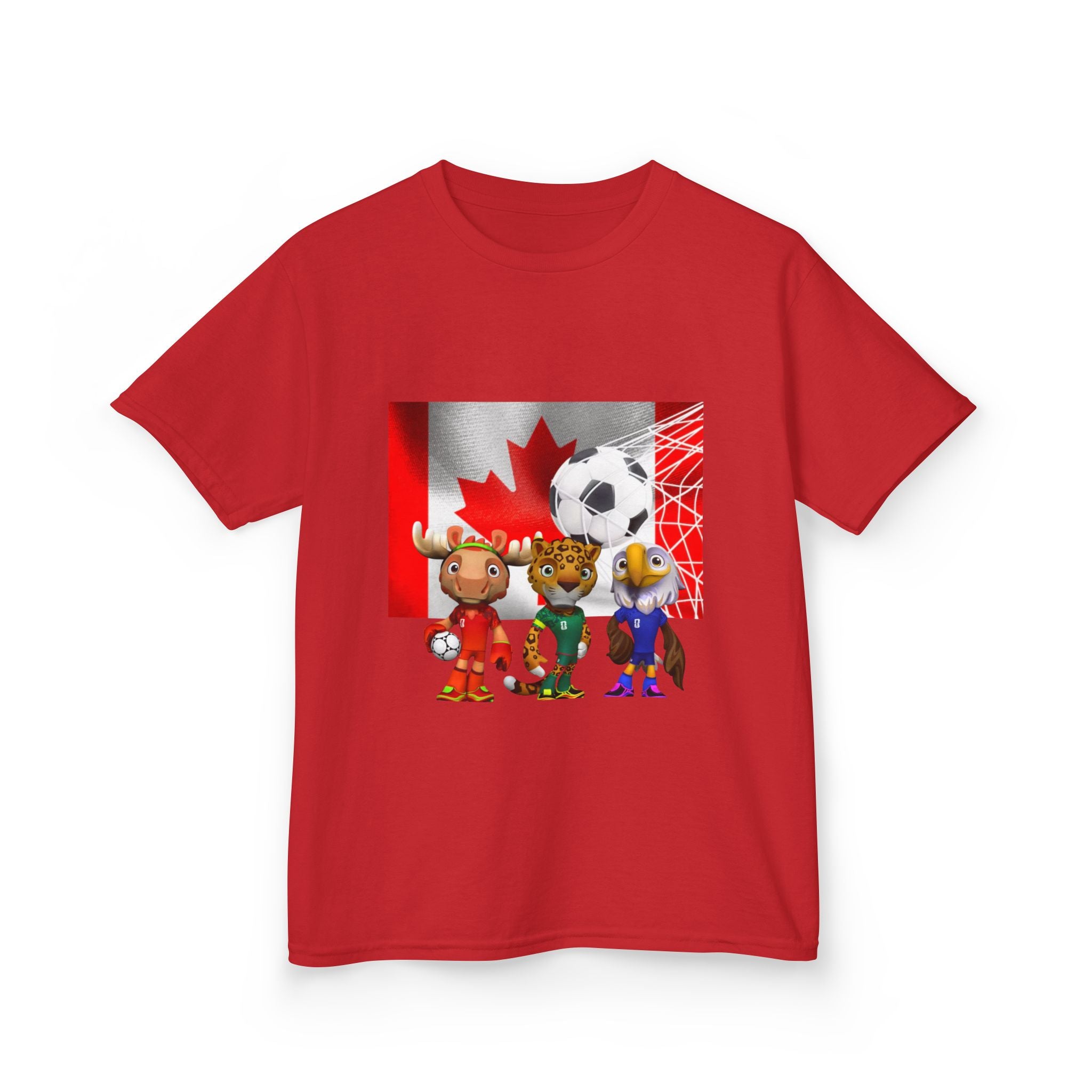 Kids Canada Soccer Mascot T‑Shirt — Cute Team Animal Players