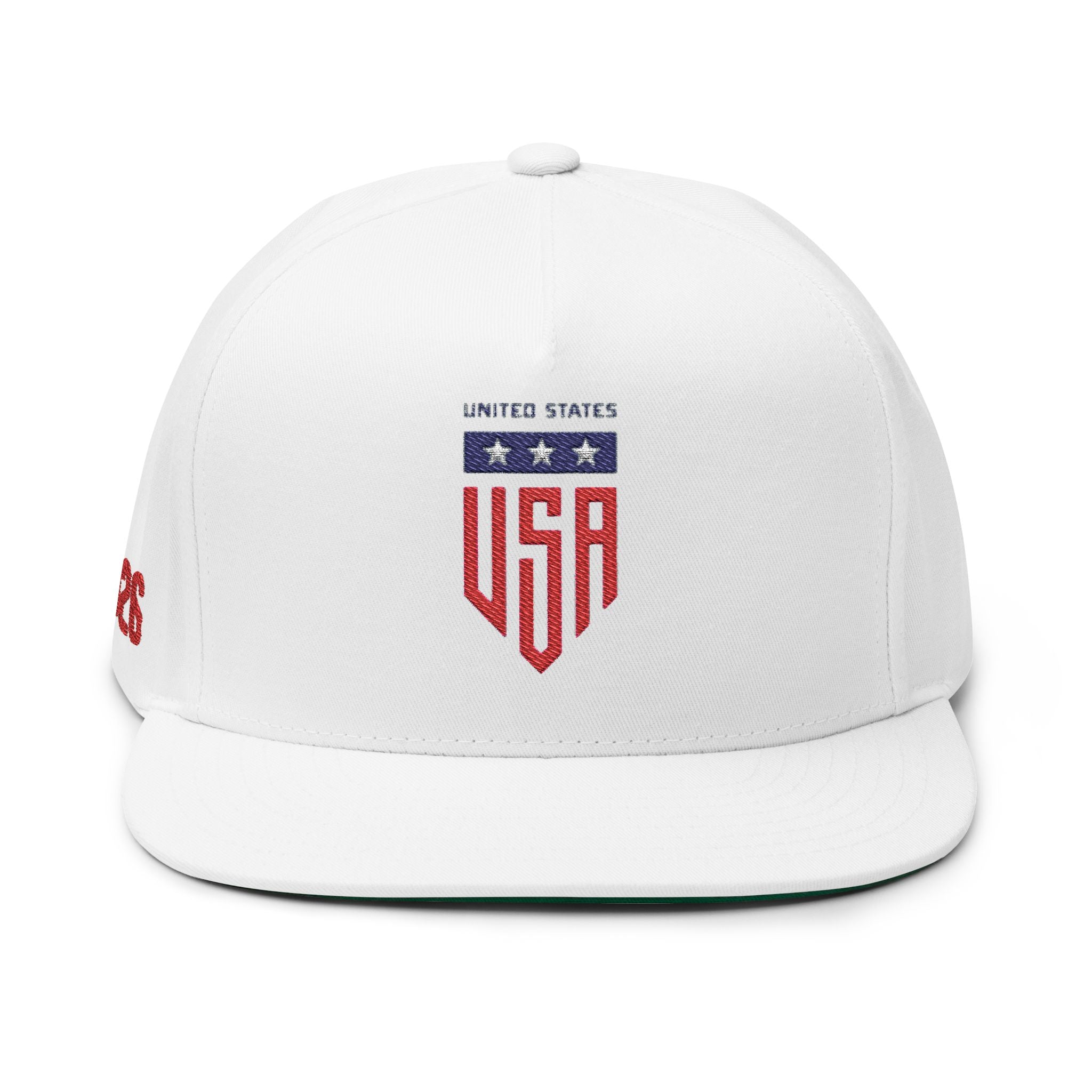 USA Shield Embroidered Flat Bill Cap — Patriotic FIFA Snapback