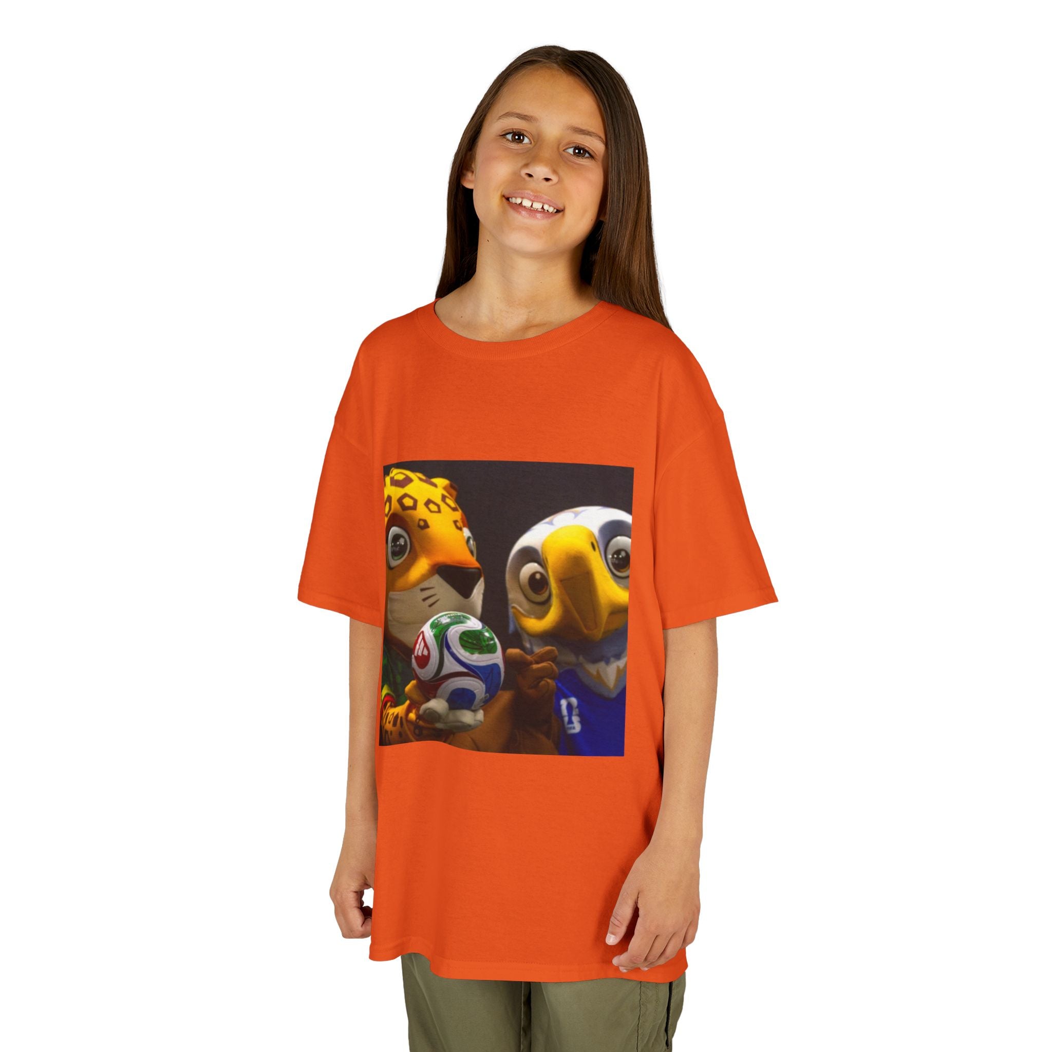 Kids Soccer Mascot T‑Shirt — Cute World Cup Bird & Jaguar Design