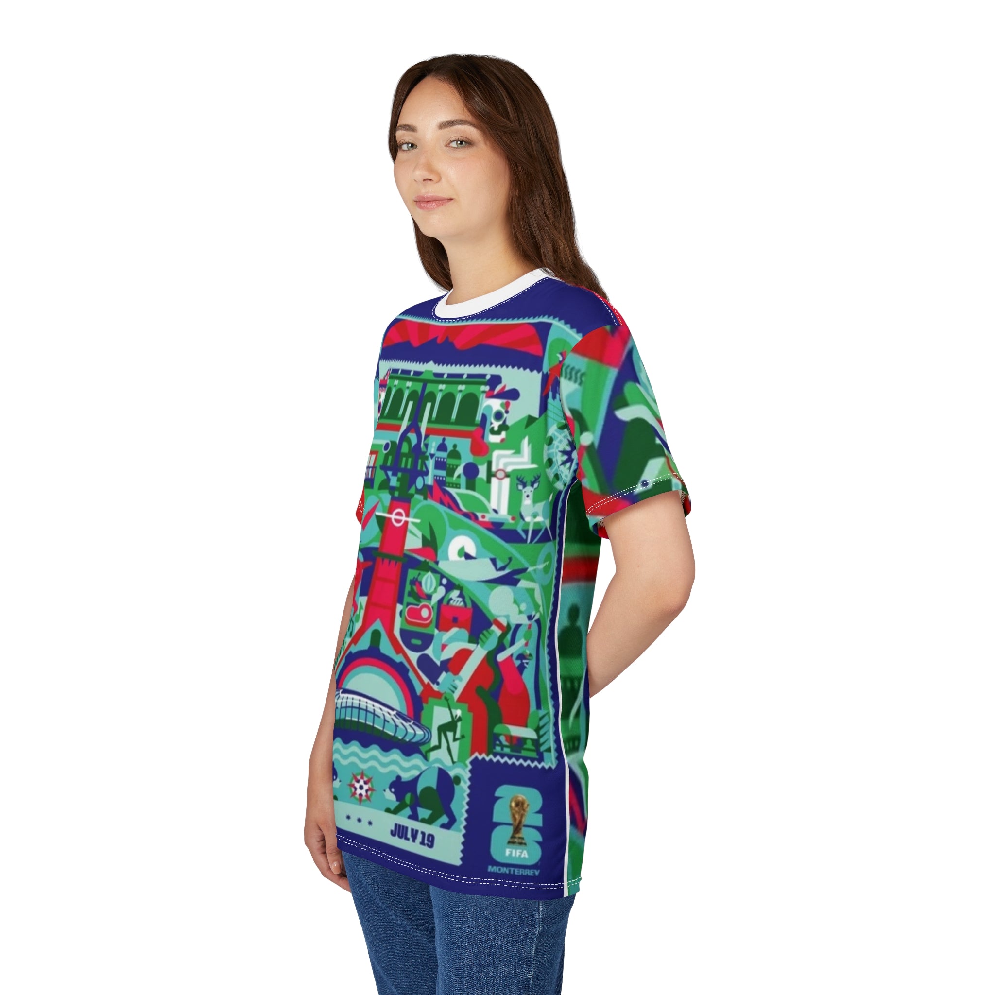 Monterrey City 2026 Soccer World Cup Graphic Tee — Vibrant Stadium & Matchday Poster Design