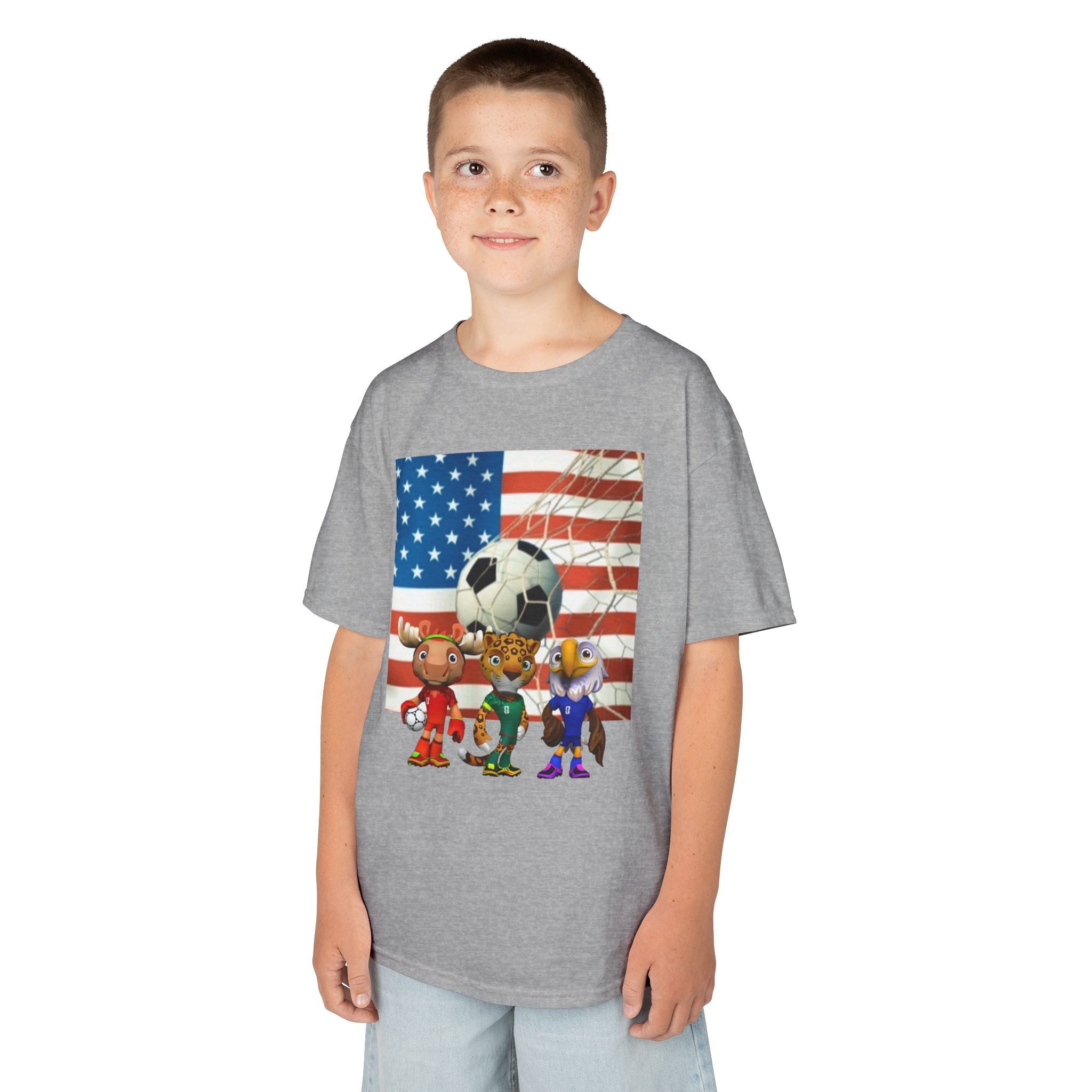 Kids Soccer Team T‑Shirt — Patriotic USA Flag Design