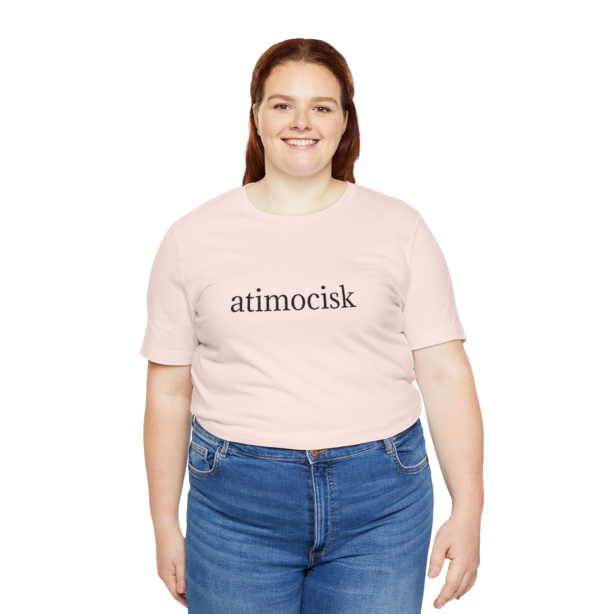 Atimocisk Minimalist Text Tee — Soft Pink Casual T-Shirt
