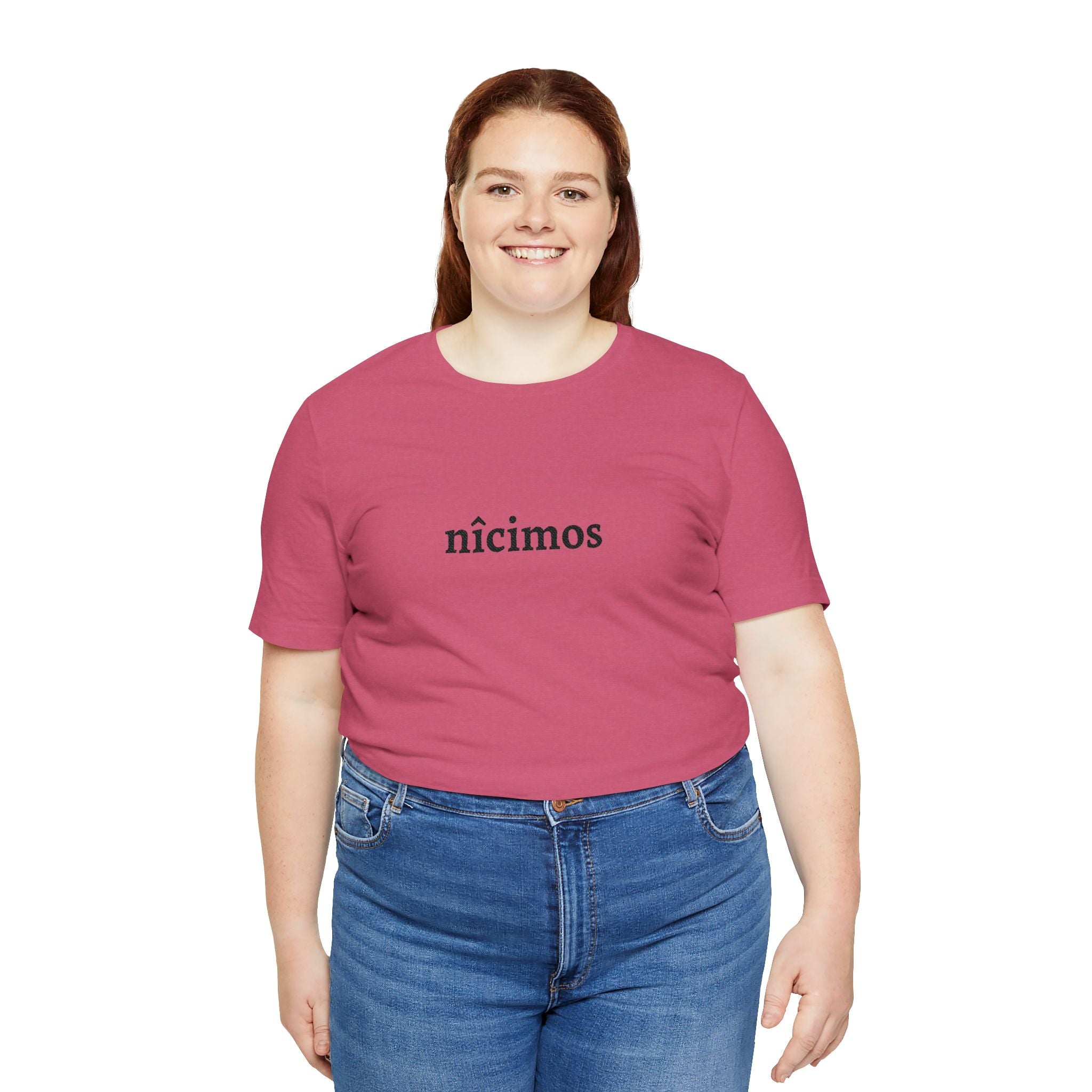 Nicimos Minimalist Graphic Tee — Gothic Script White T‑Shirt
