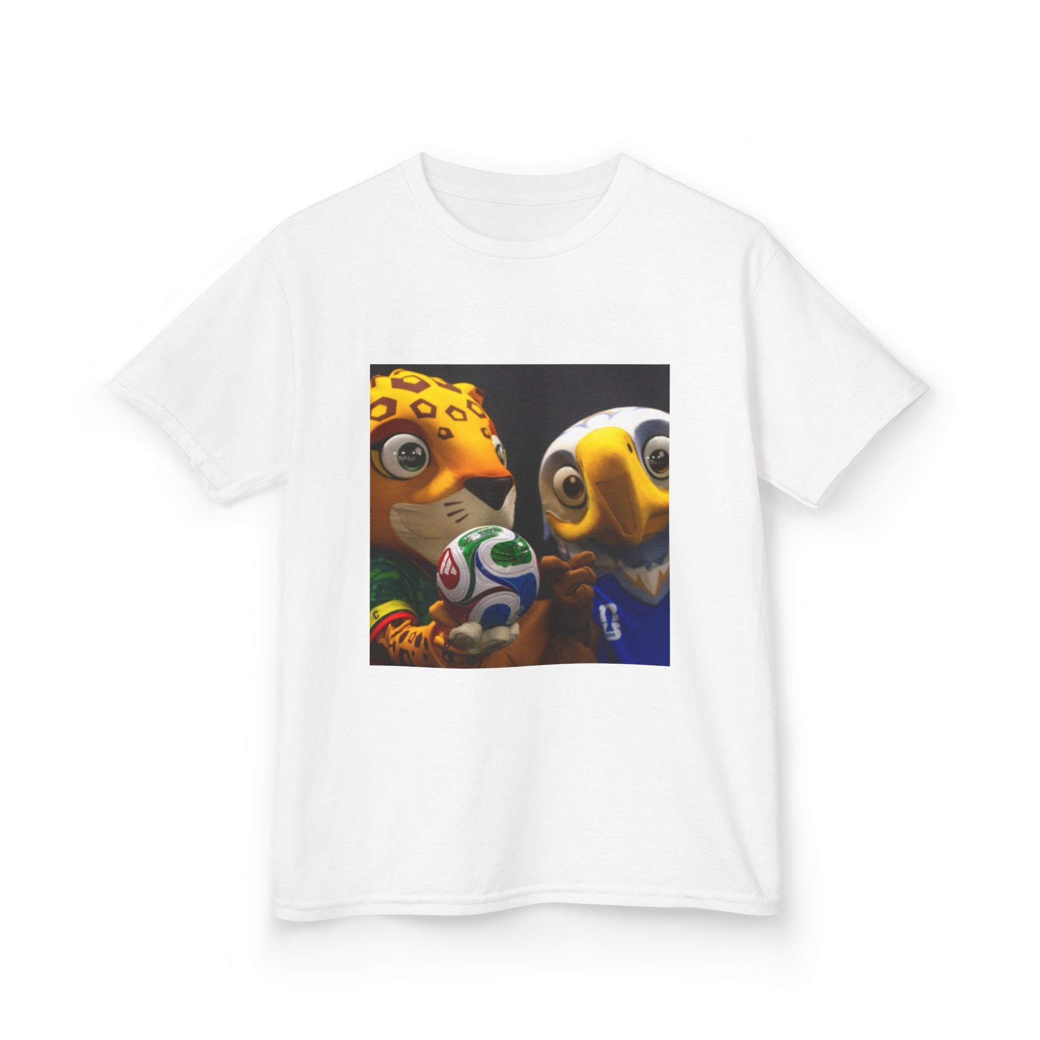 Kids Soccer Mascot T‑Shirt — Cute World Cup Bird & Jaguar Design