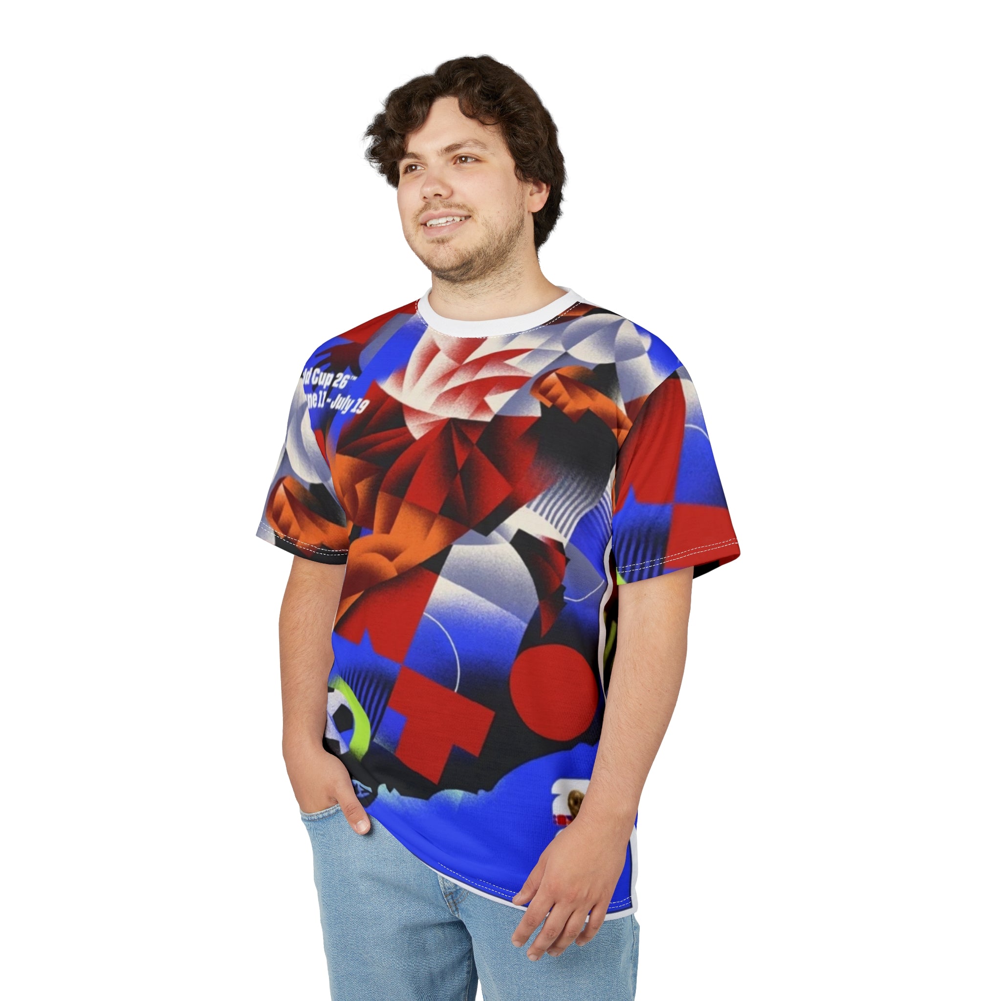 Toronto 2026 World Cup Soccer Graphic Tee — Retro Red Blue All-Over Print