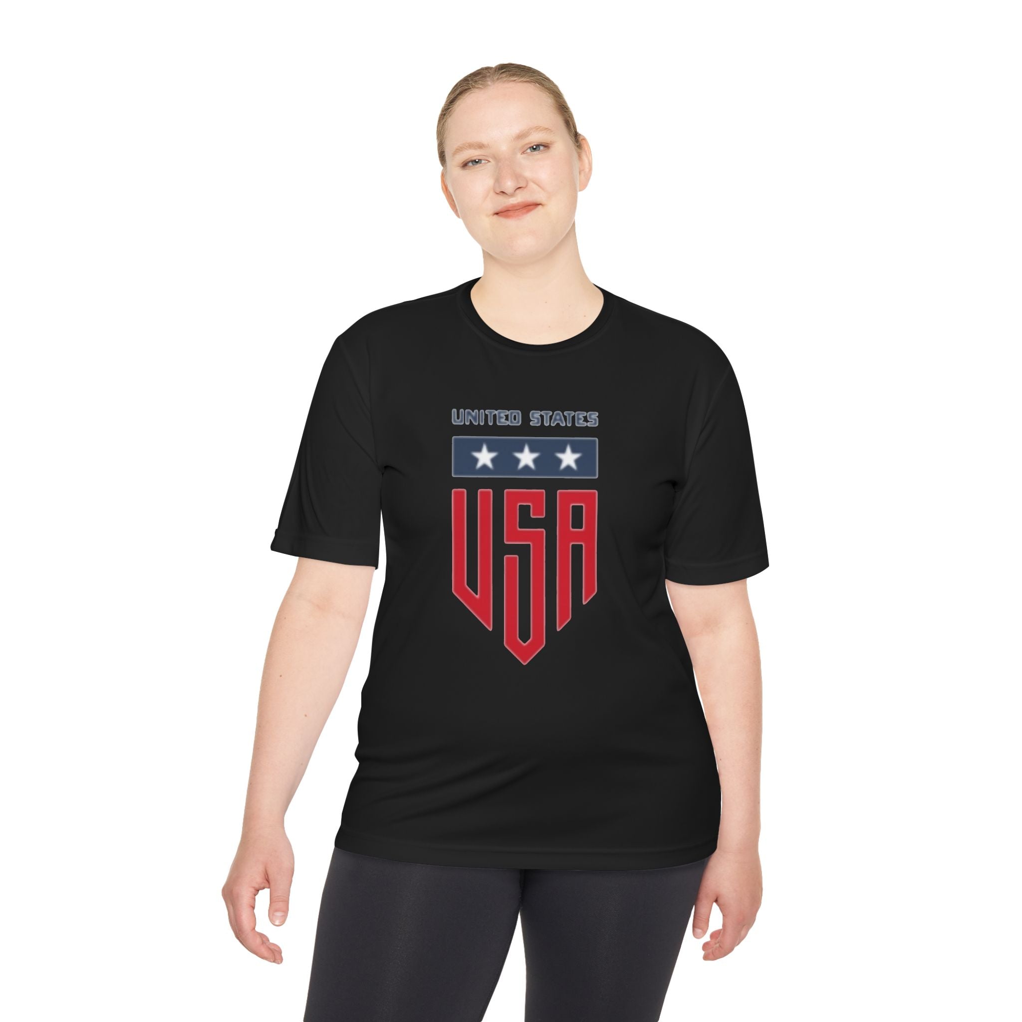 USA Shield Athletic Tee — United States Patriotic Sports Shirt