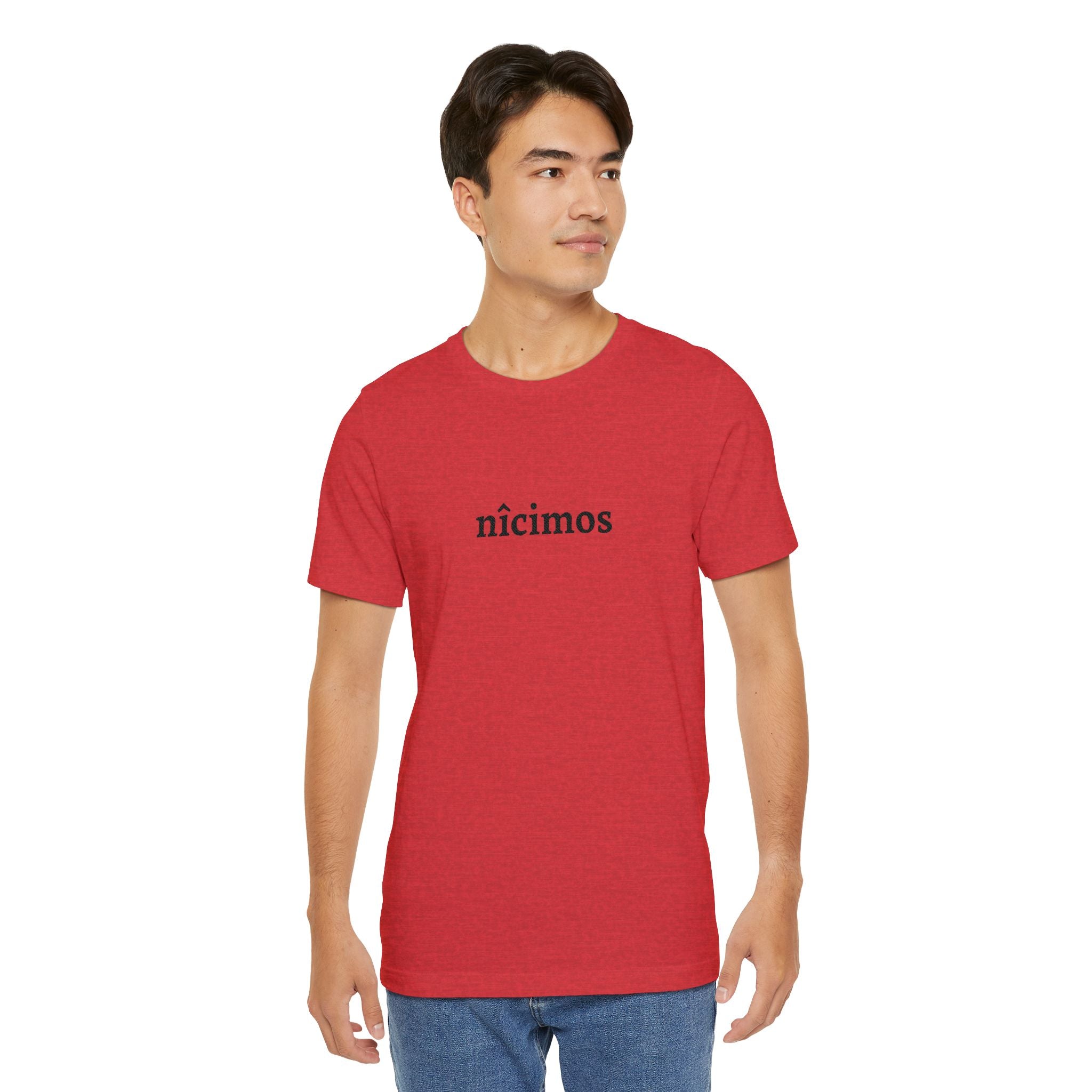 Nicimos Minimalist Graphic Tee — Gothic Script White T‑Shirt