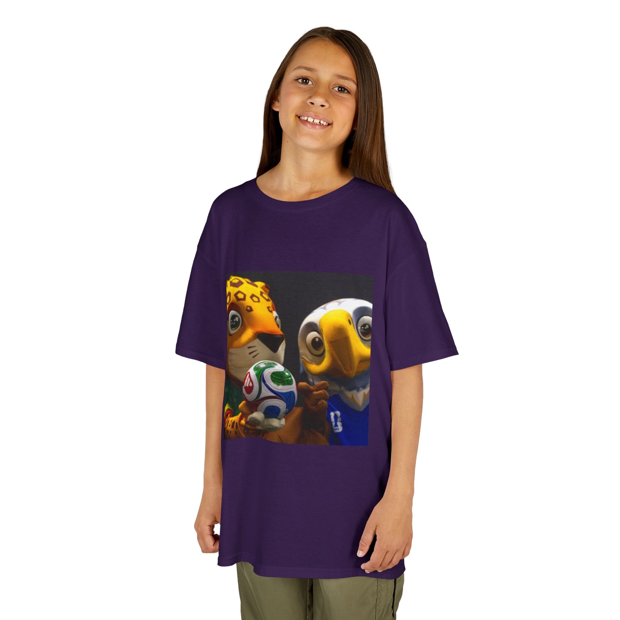Kids Soccer Mascot T‑Shirt — Cute World Cup Bird & Jaguar Design