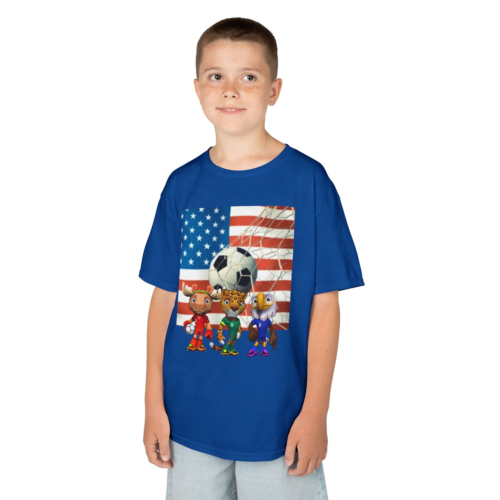 Kids Soccer Team T‑Shirt — Patriotic USA Flag Design