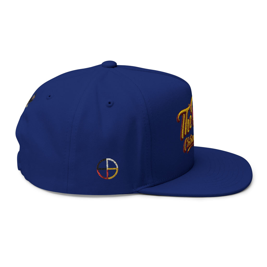 Embroidered Flat Bill Cap — "The Play" Clothing Company Script Logo