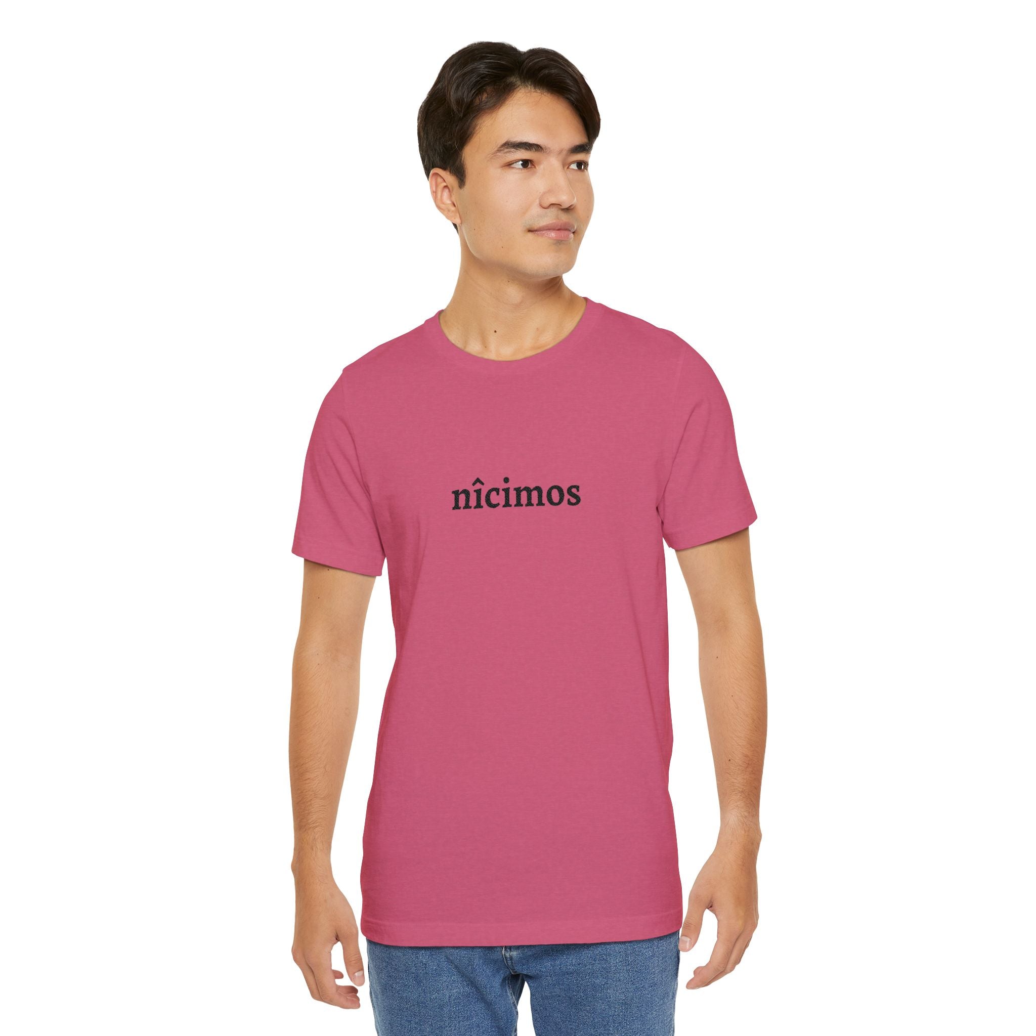 Nicimos Minimalist Graphic Tee — Gothic Script White T‑Shirt