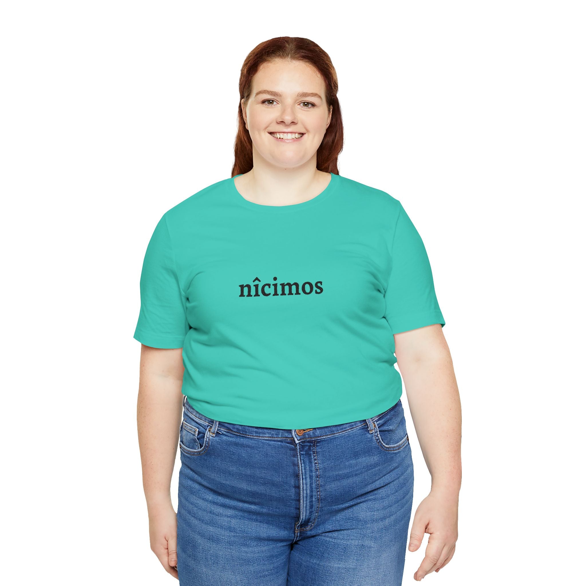 Nicimos Minimalist Graphic Tee — Gothic Script White T‑Shirt