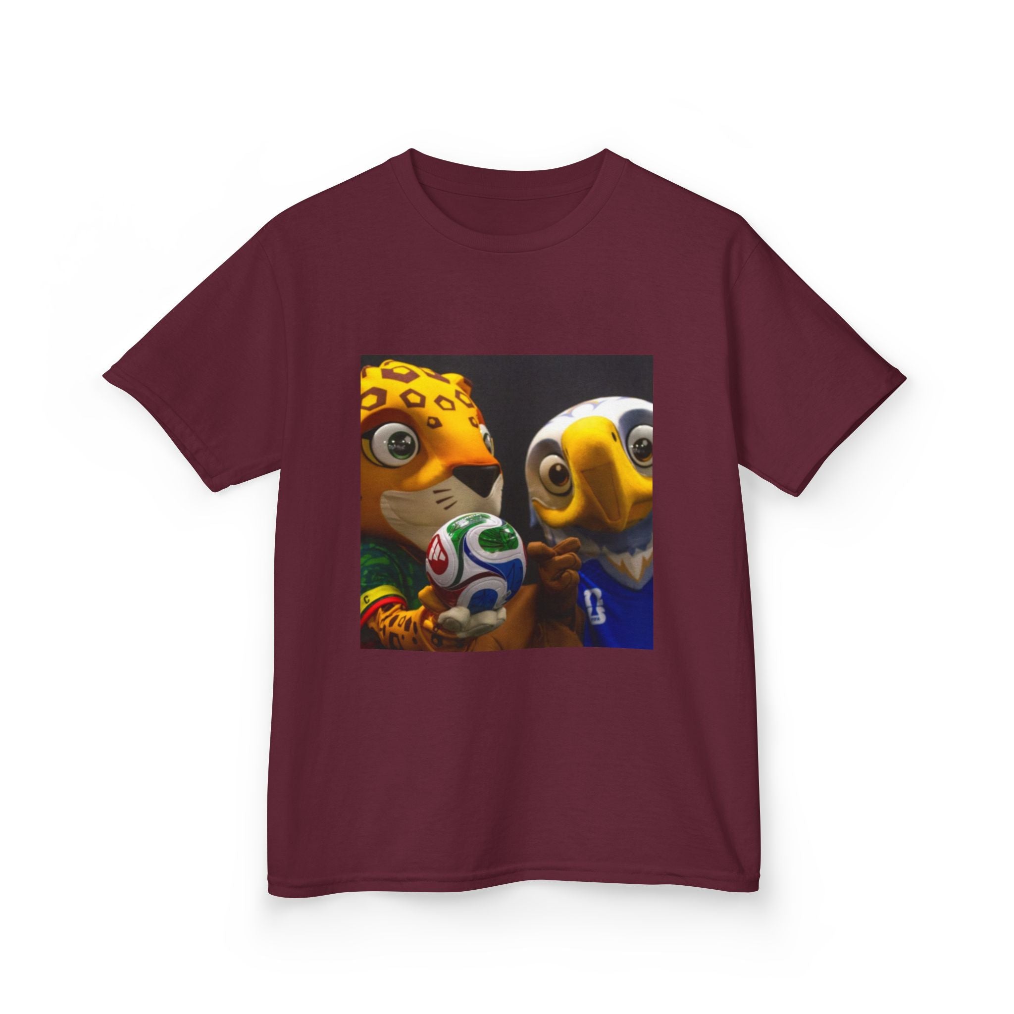 Kids Soccer Mascot T‑Shirt — Cute World Cup Bird & Jaguar Design