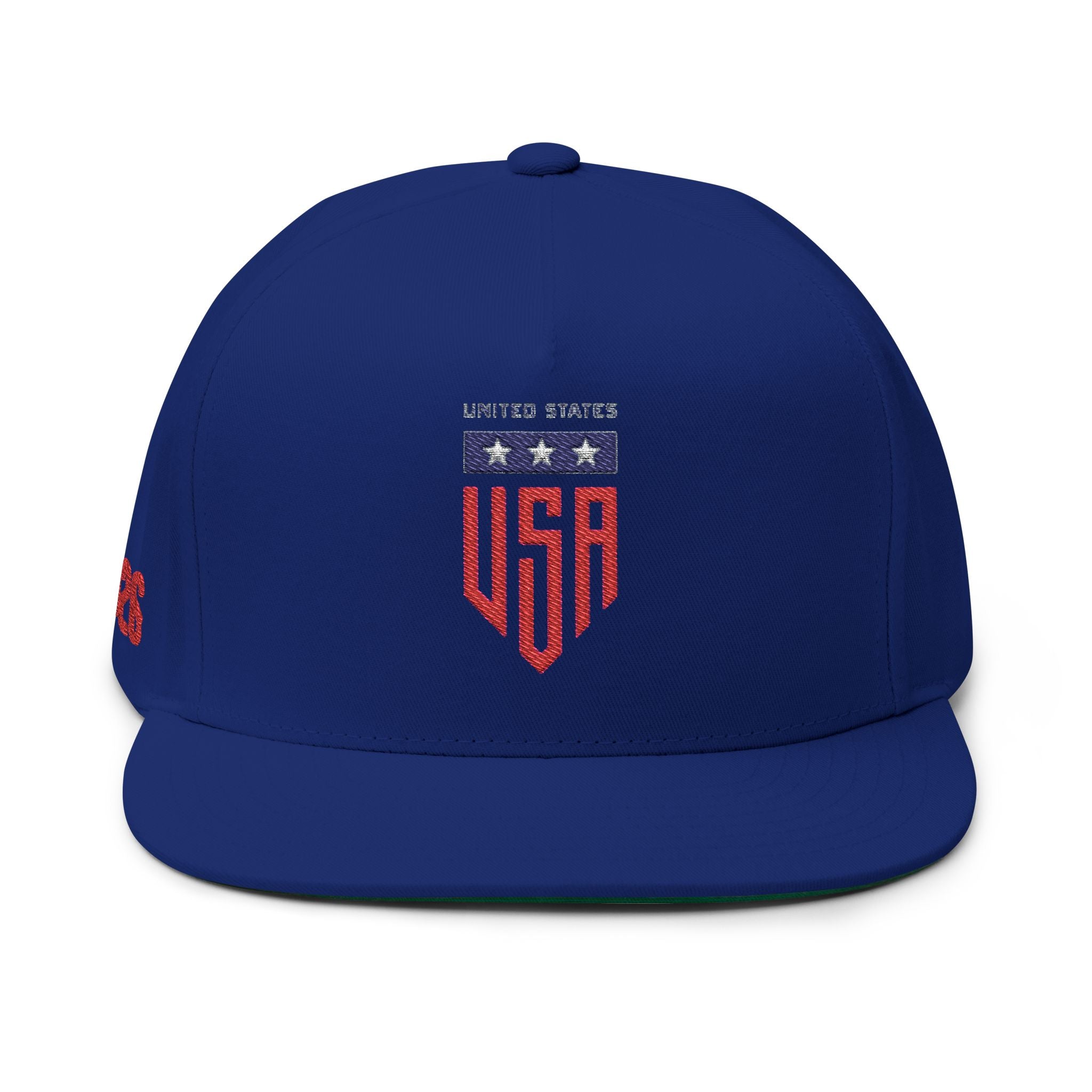 USA Shield Embroidered Flat Bill Cap — Patriotic FIFA Snapback