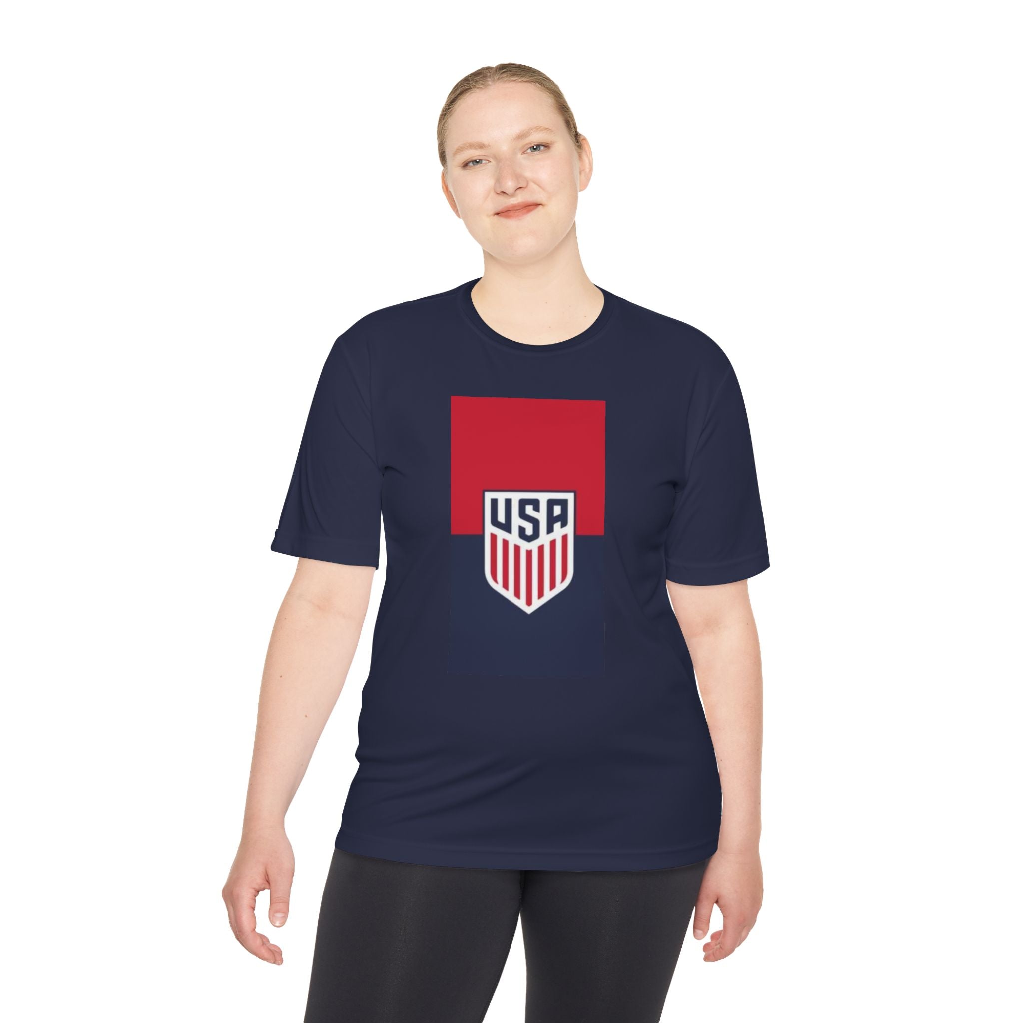 USA Shield Performance Tee — Patriotic Moisture‑Wicking Athletic Shirt