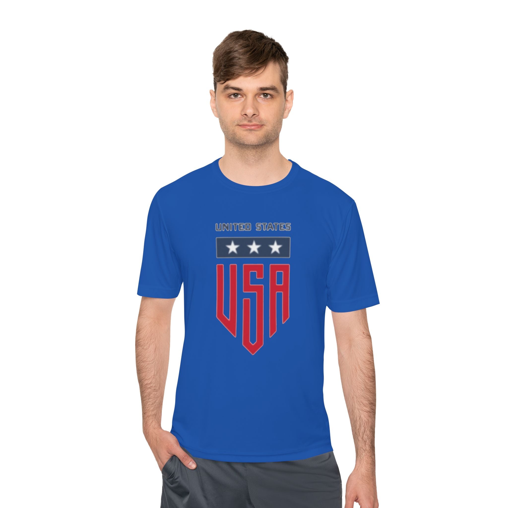USA Shield Athletic Tee — United States Patriotic Sports Shirt