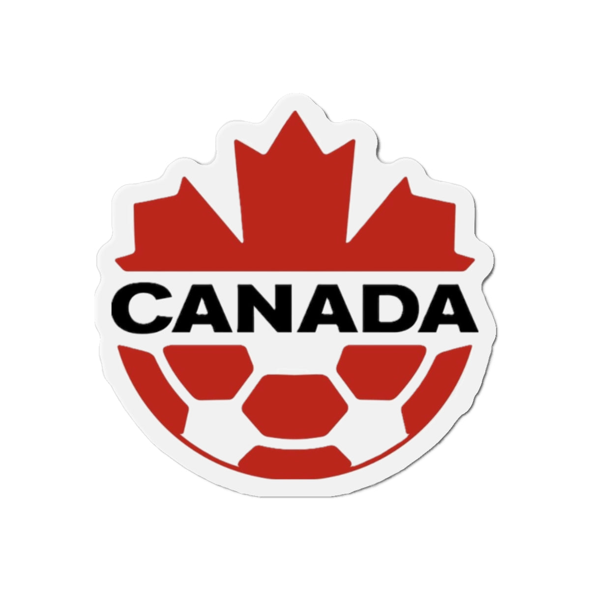 Canada Soccer Magnet — Die-Cut Maple Leaf & Ball Refrigerator Magnet