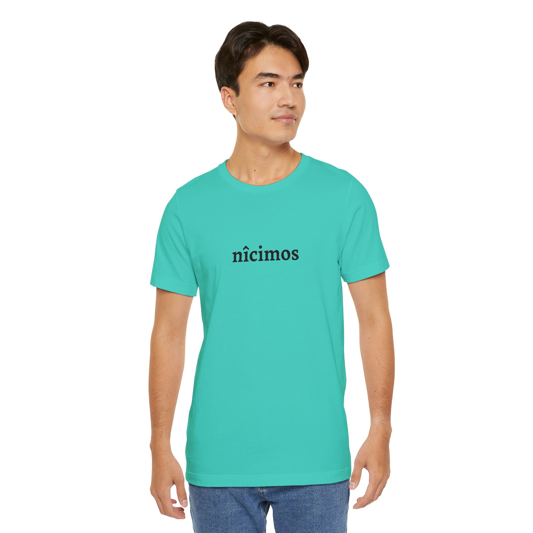 Nicimos Minimalist Graphic Tee — Gothic Script White T‑Shirt