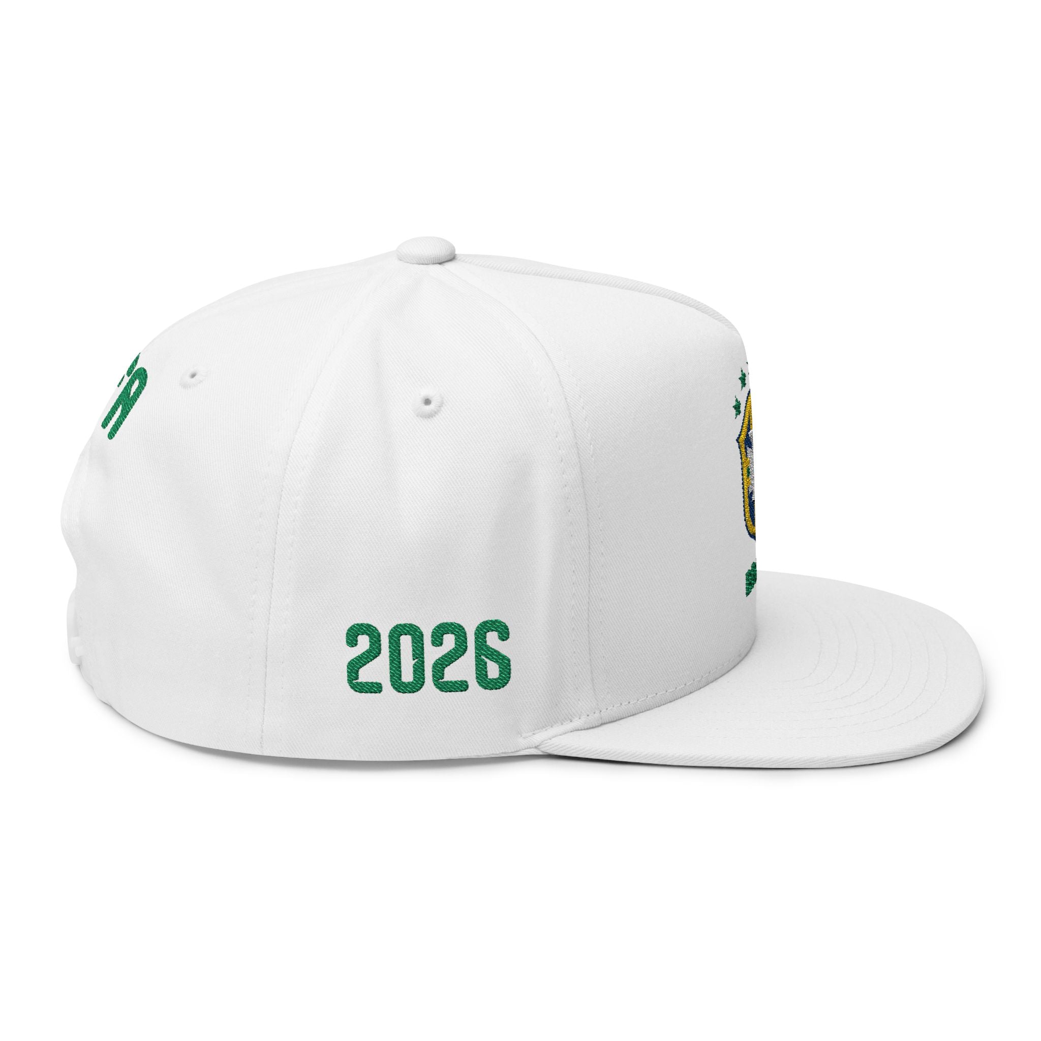 Brazil Soccer Flat Bill Cap — Embroidered CBF Crest & FIFA Snapback