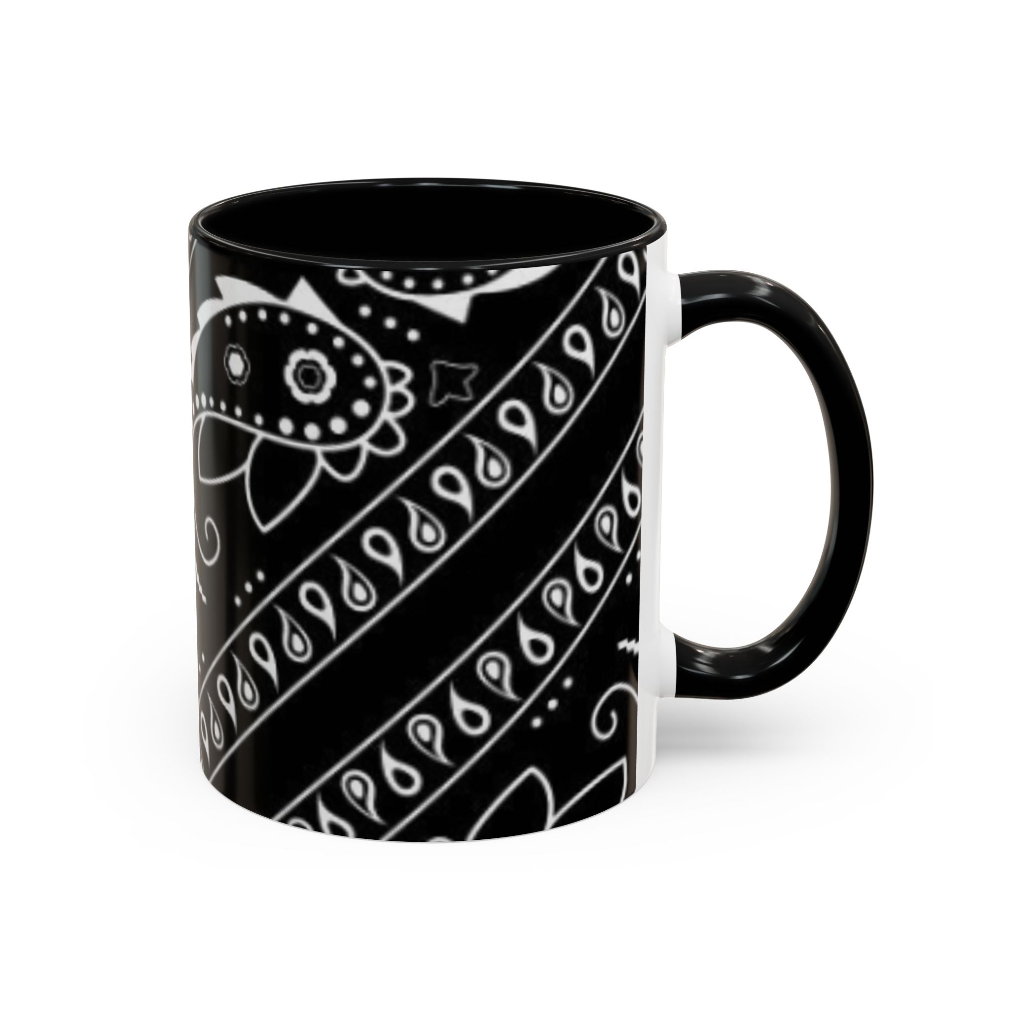Black Bandana Pattern Coffee Mug — 11/15oz Accent Ceramic