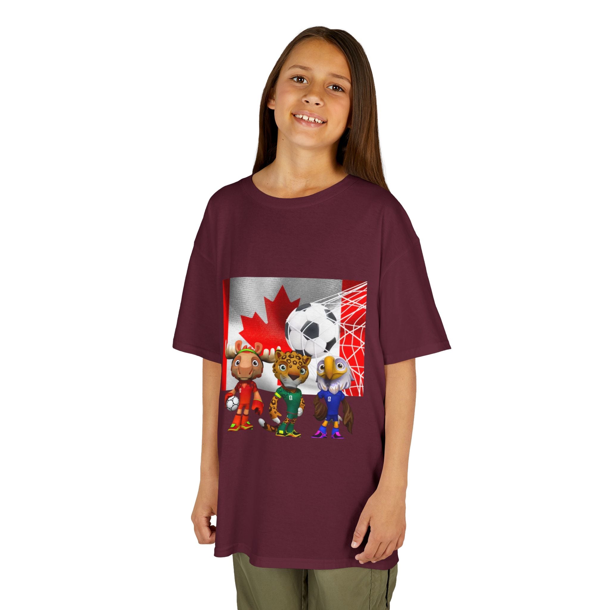 Kids Canada Soccer Mascot T‑Shirt — Cute Team Animal Players