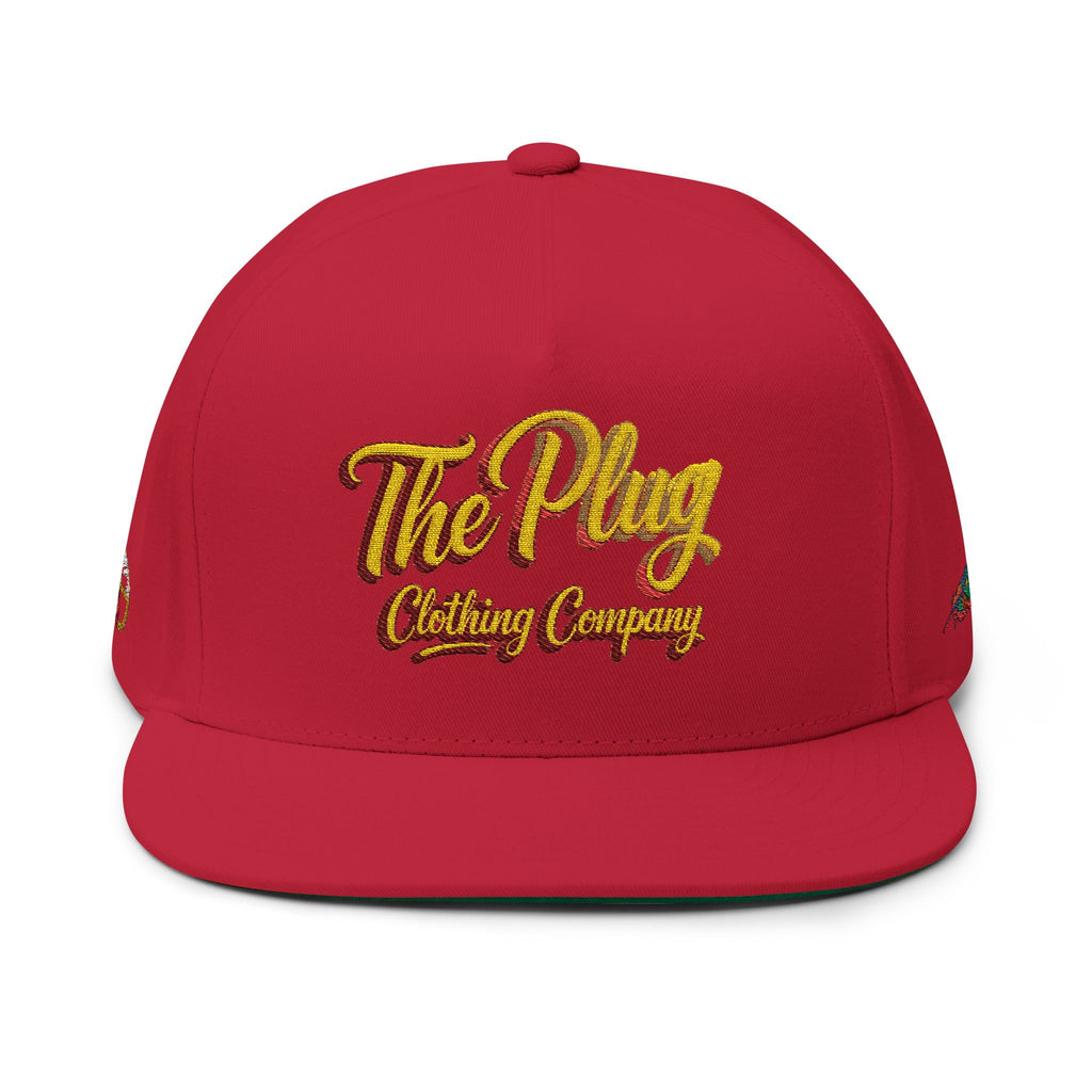 Embroidered Flat Bill Cap — "The Play" Clothing Company Script Logo