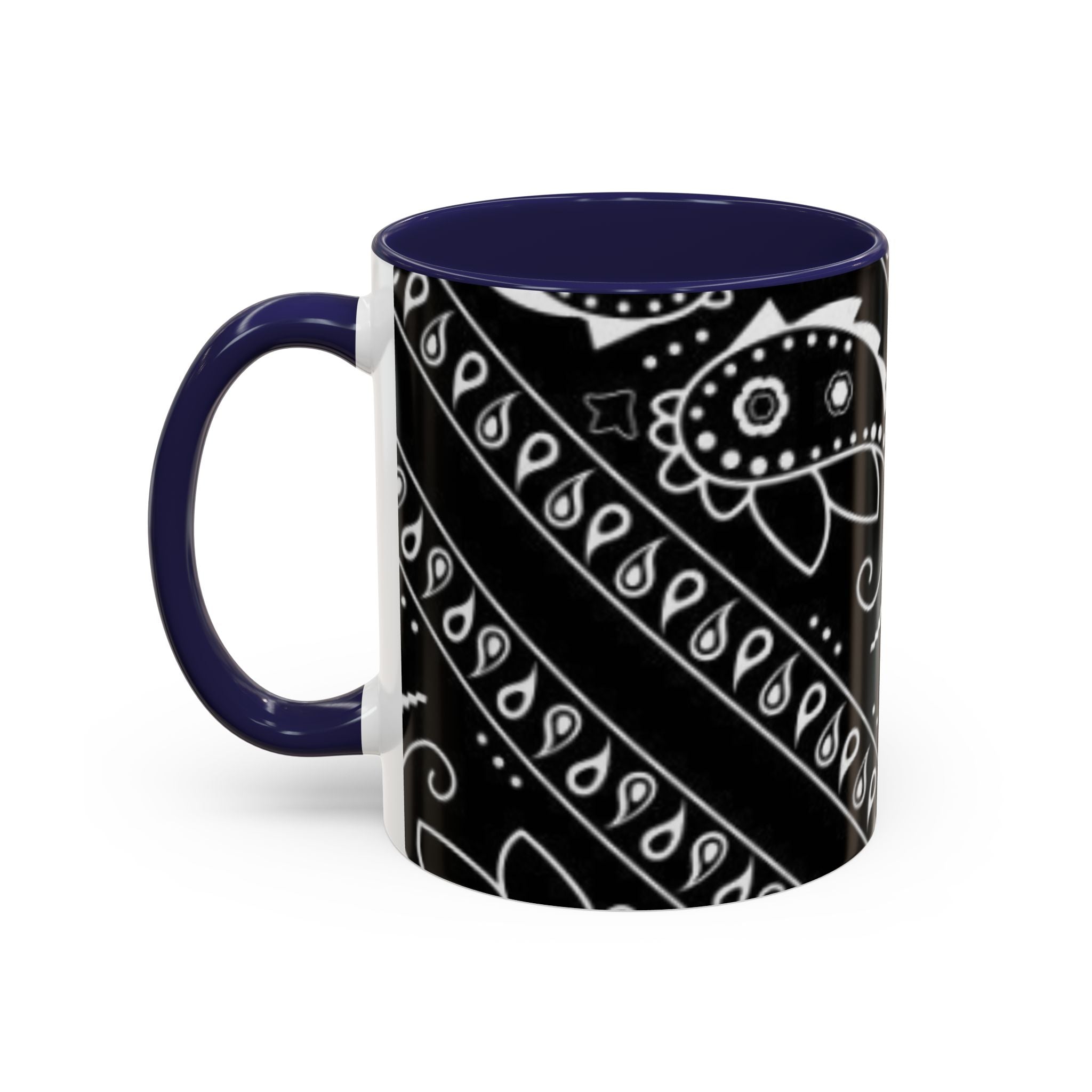 Black Bandana Pattern Coffee Mug — 11/15oz Accent Ceramic