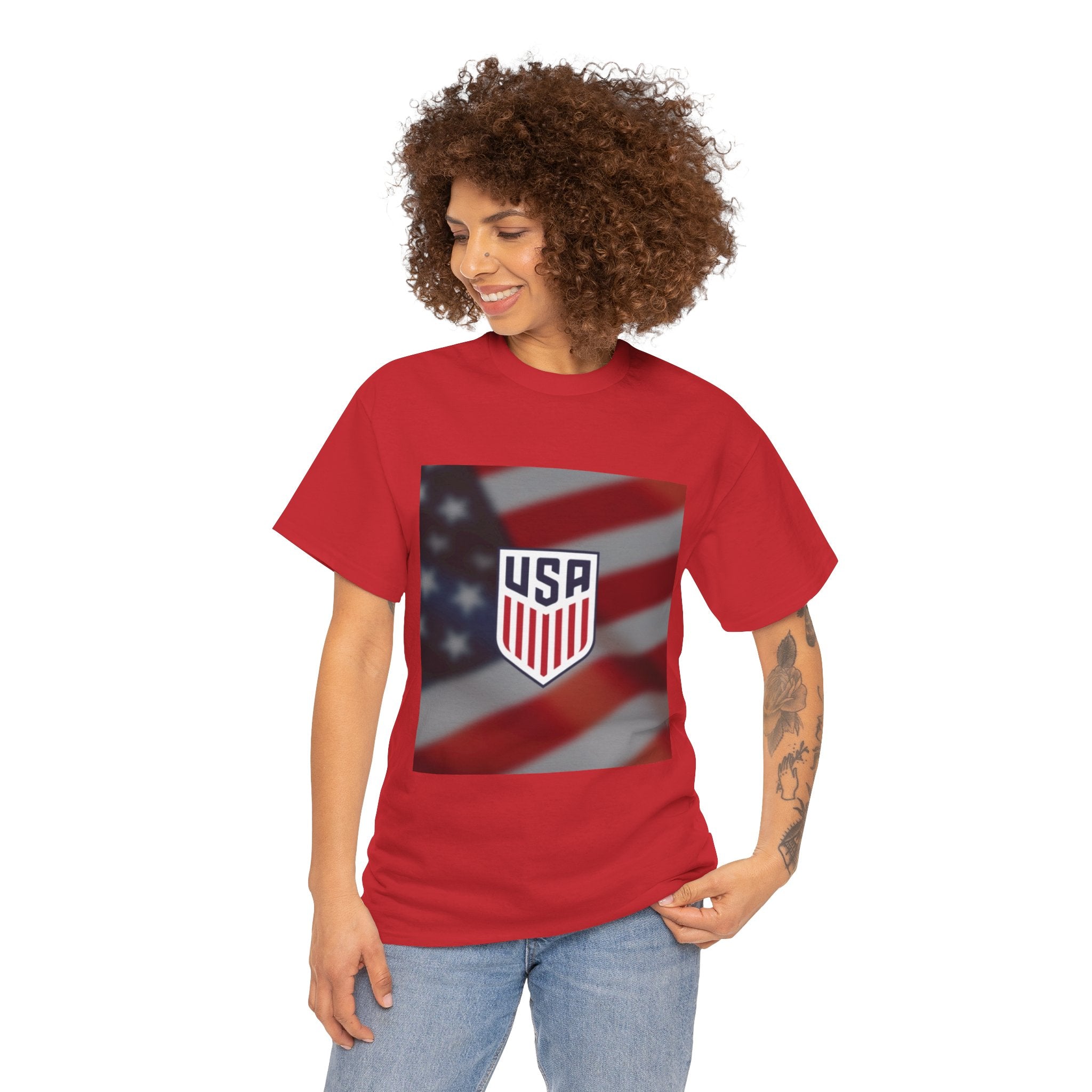 USA Shield Flag Tee — Patriotic American Soccer Crest T-Shirt