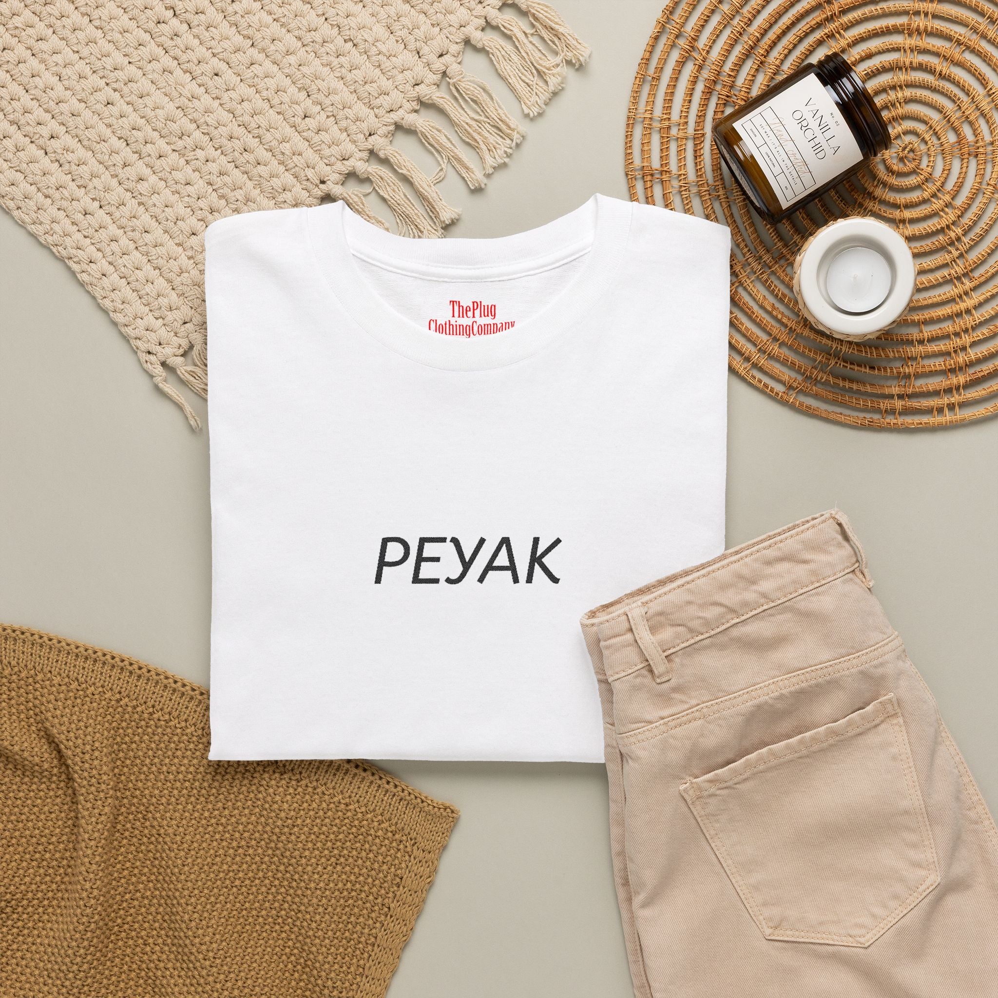 Peyak Graphic Tee — Minimalist White Cotton T-Shirt