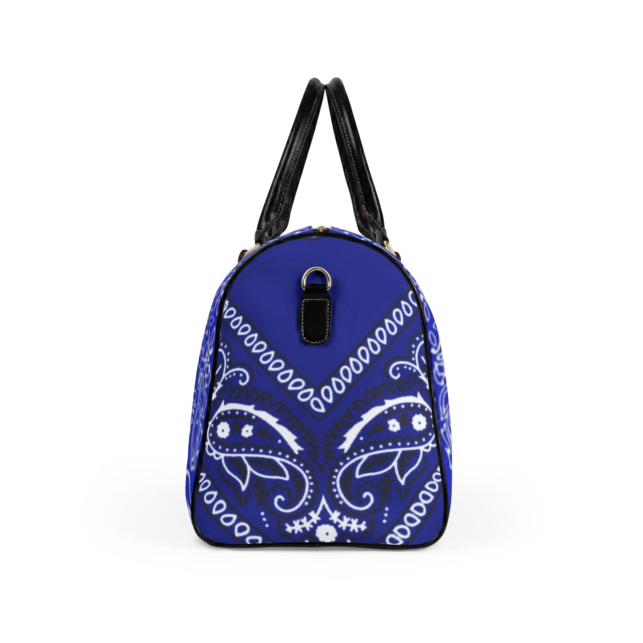 Blue Bandana Duffel with "The Plug Clothing Co." Accent