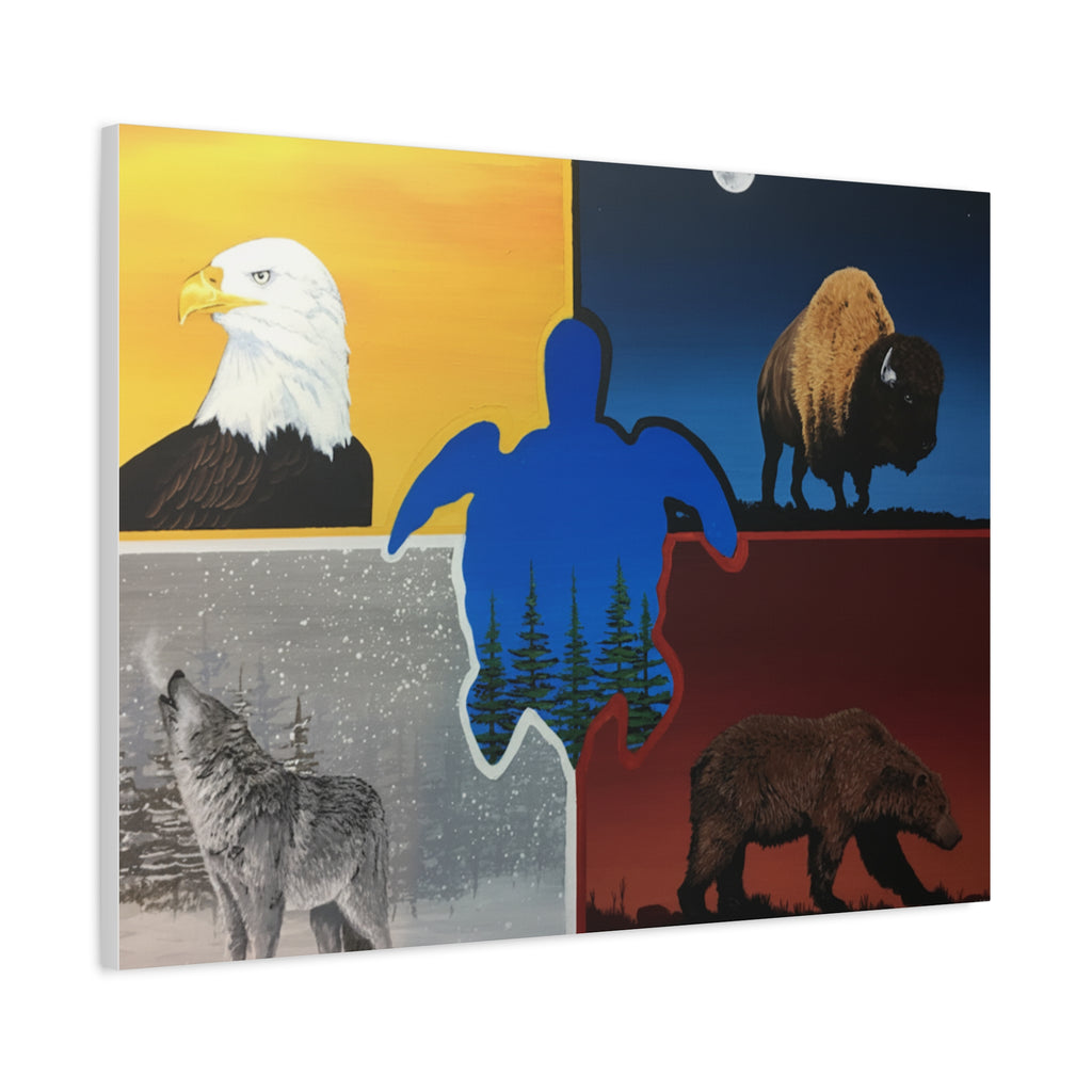 Medicine Wheel Matte Canvas Wall Art — Stretched 1.25" Sacred Native American Symbol
