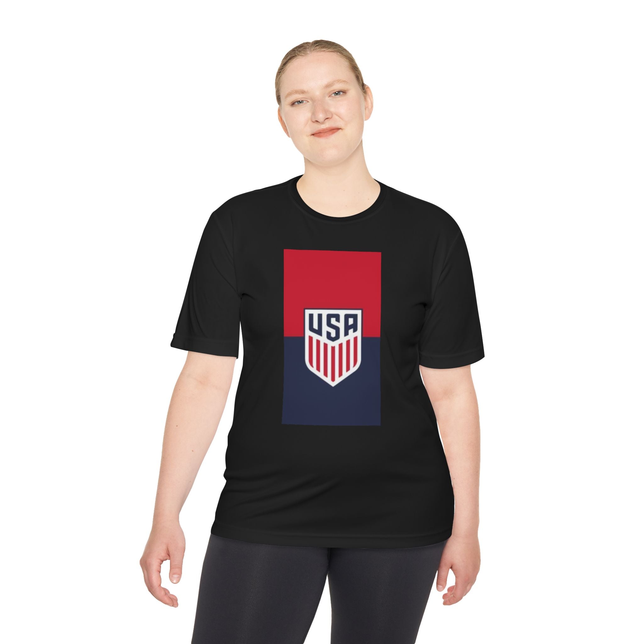 USA Shield Performance Tee — Patriotic Moisture‑Wicking Athletic Shirt