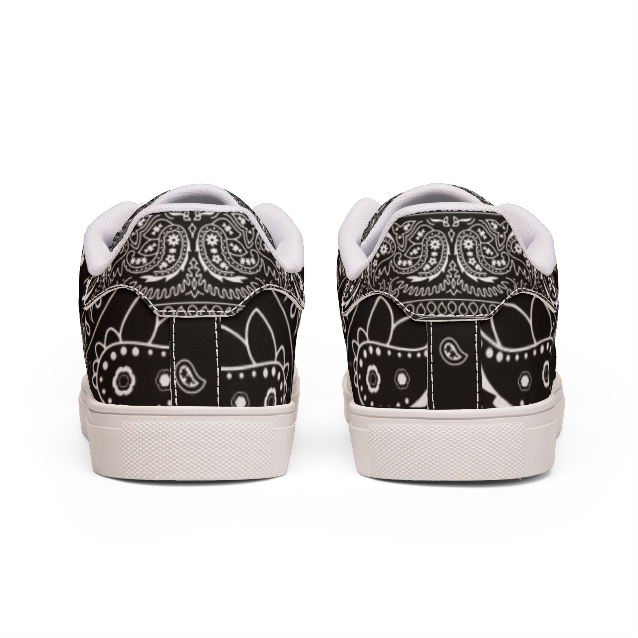 Low-Top Leather Sneakers — Black Bandana “Hustle” Street Style