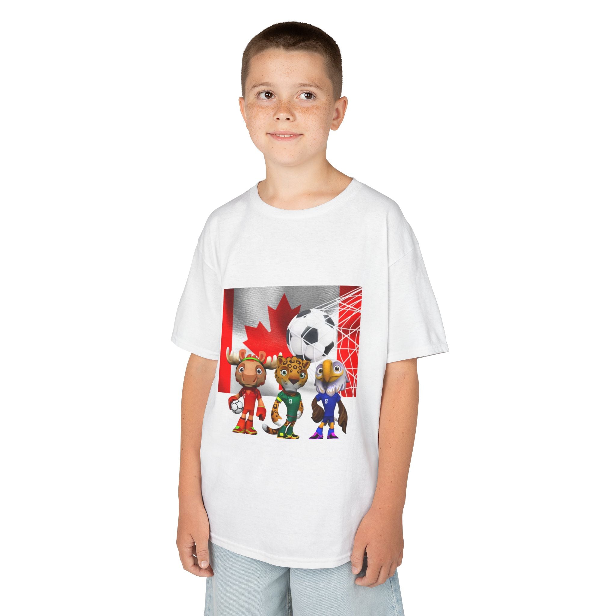 Kids Canada Soccer Mascot T‑Shirt — Cute Team Animal Players