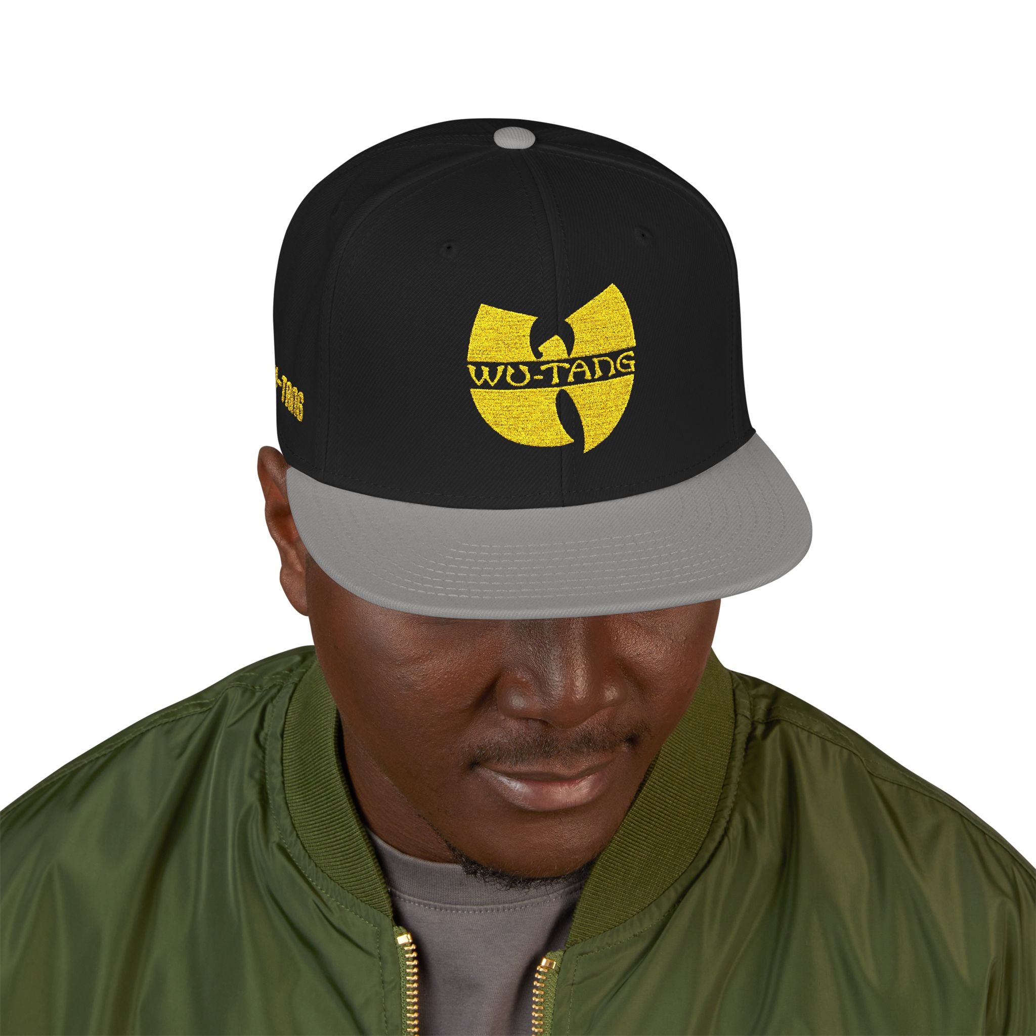 Embroidered Wu-Tang Snapback Hat — Gold Logo & '2026' Side Stitch