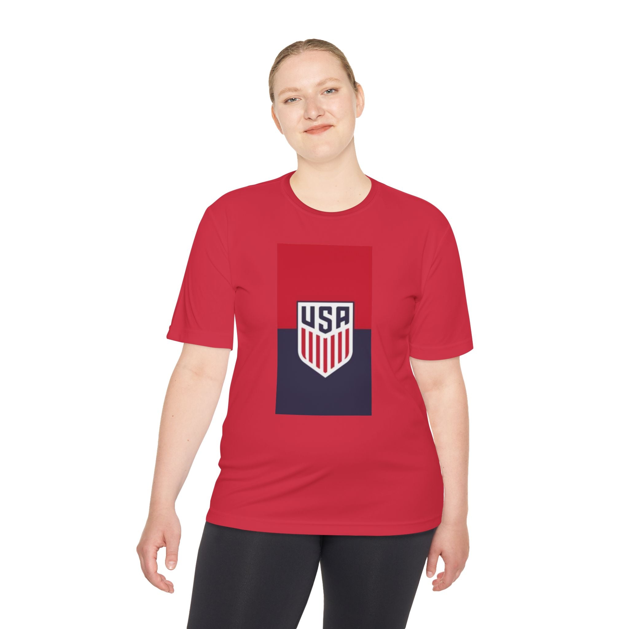 USA Shield Performance Tee — Patriotic Moisture‑Wicking Athletic Shirt