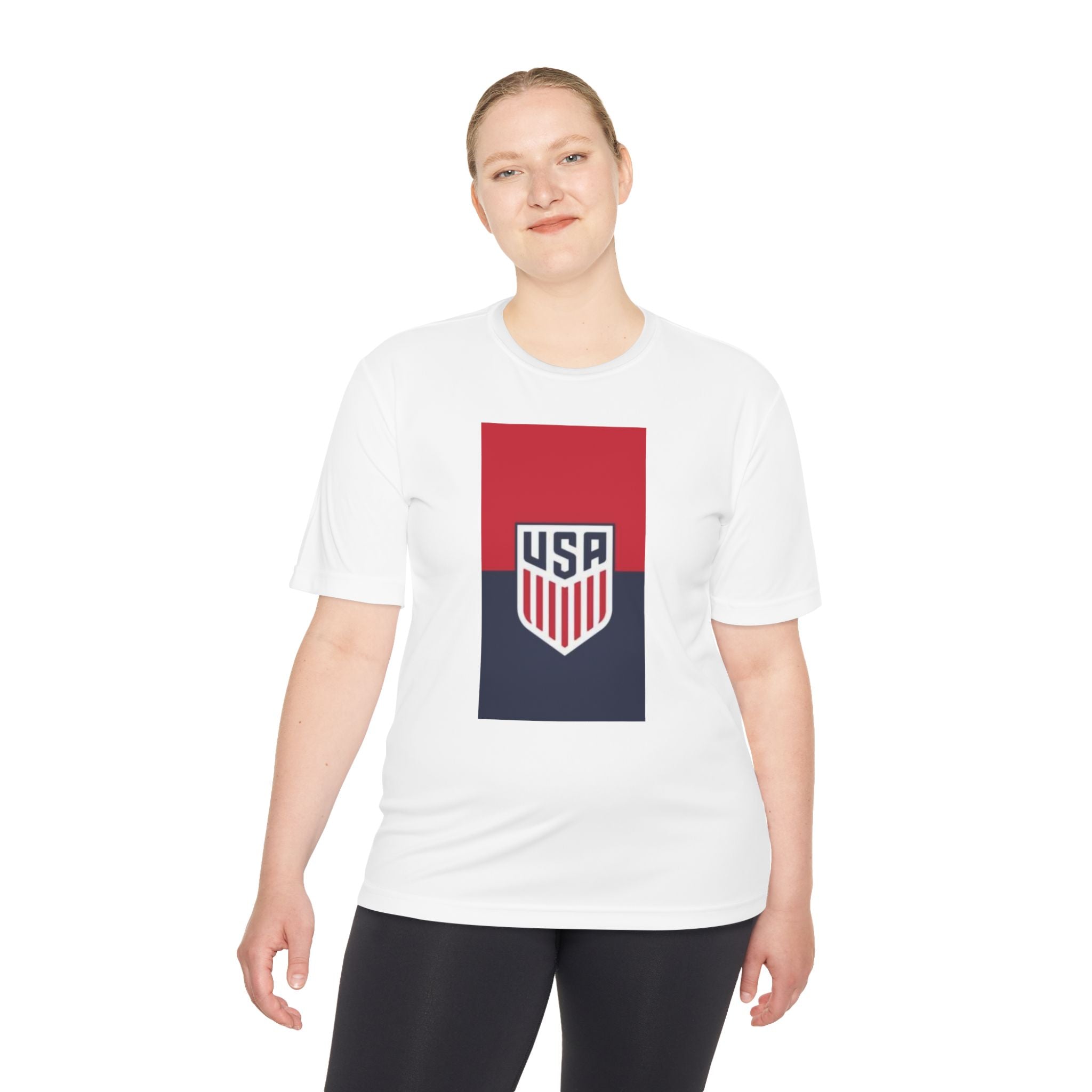 USA Shield Performance Tee — Patriotic Moisture‑Wicking Athletic Shirt