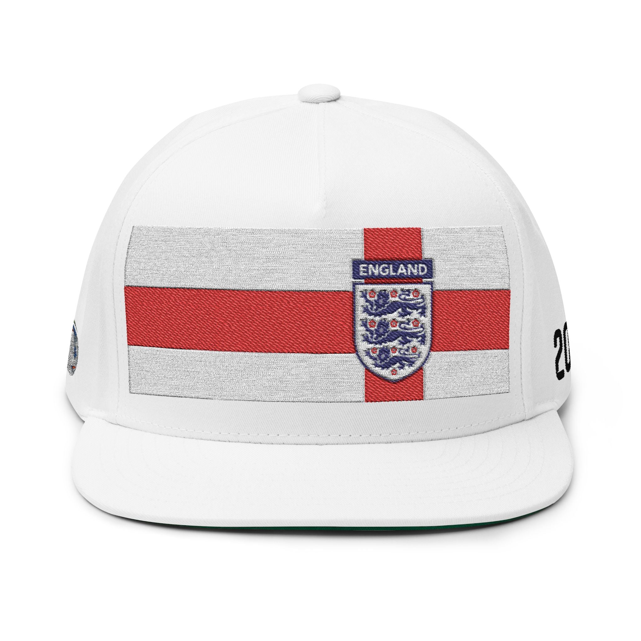 Embroidered England Flag Flat Bill Cap — FIFA Panel Snapback