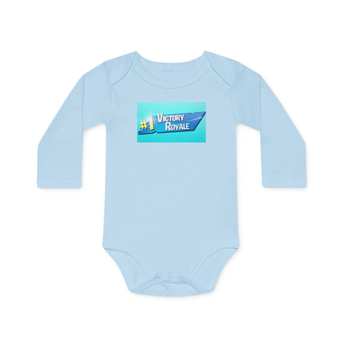 Baby Bodysuit - "Victory Royale" Gamer Graphic Long-Sleeve Organic Onesie - Art by Seepengoose: The Plug Clothing Company
