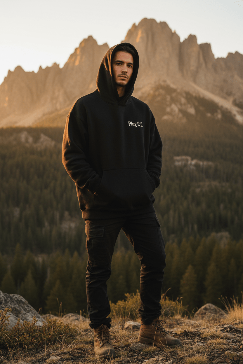 Bitcoin & Bench Hoodie - Art by Seepengoose: The Plug Clothing Company