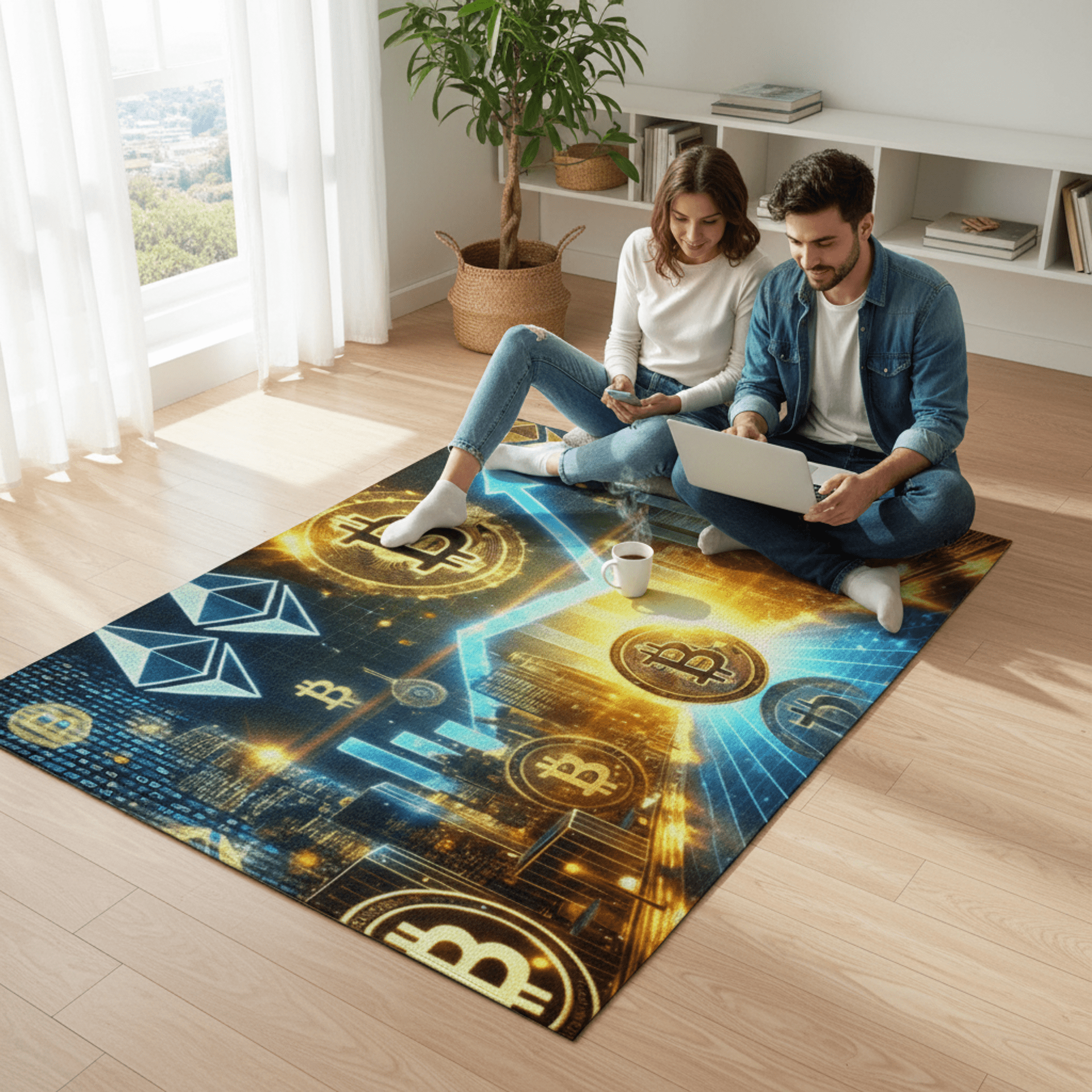 Bitcoin Crypto Market Washable Rug — Digital Currency Trading Decor - Art by Seepengoose: The Plug Clothing Company