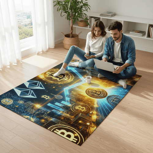 Bitcoin Crypto Market Washable Rug — Digital Currency Trading Decor - Art by Seepengoose: The Plug Clothing Company